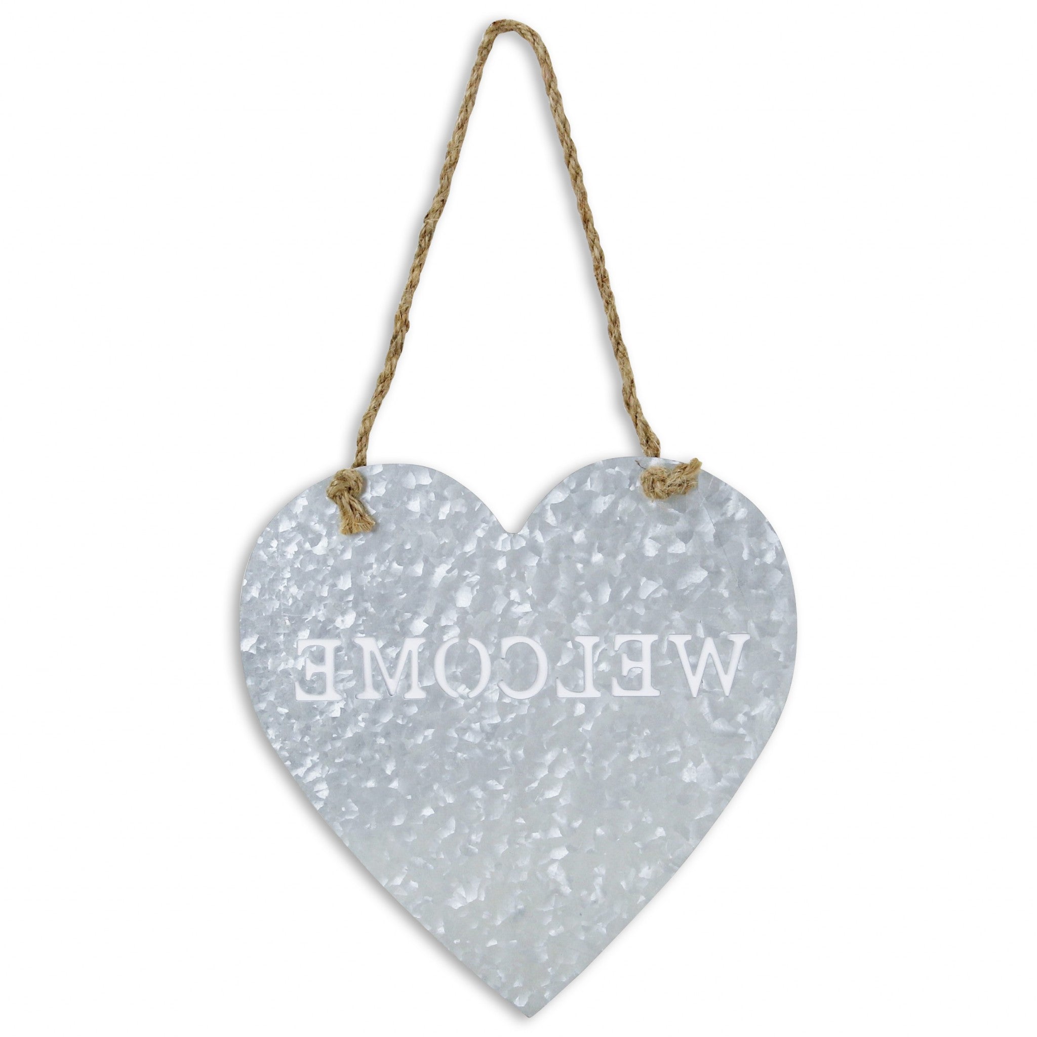 Welcome Gray Galvanized Metal Wall Art | 9.5