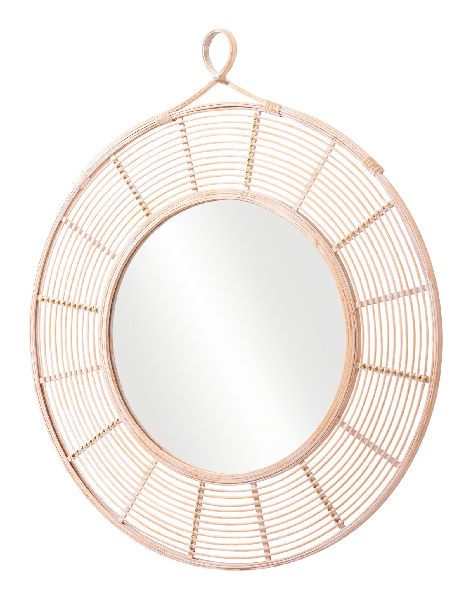 37 inch Natural Round Accent Wall Mirror | Wallhogs