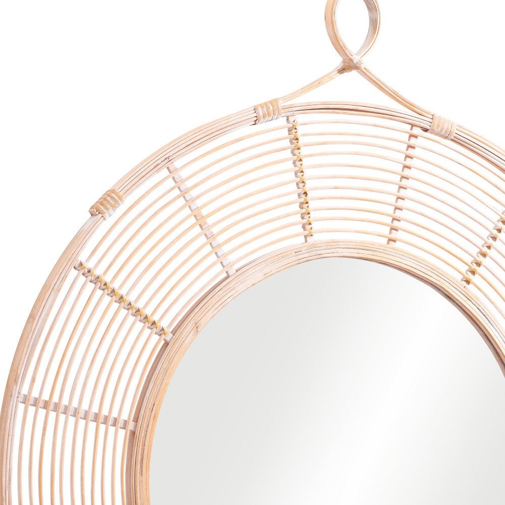 Zoomed View 37 inch Natural Round Accent Wall Mirror