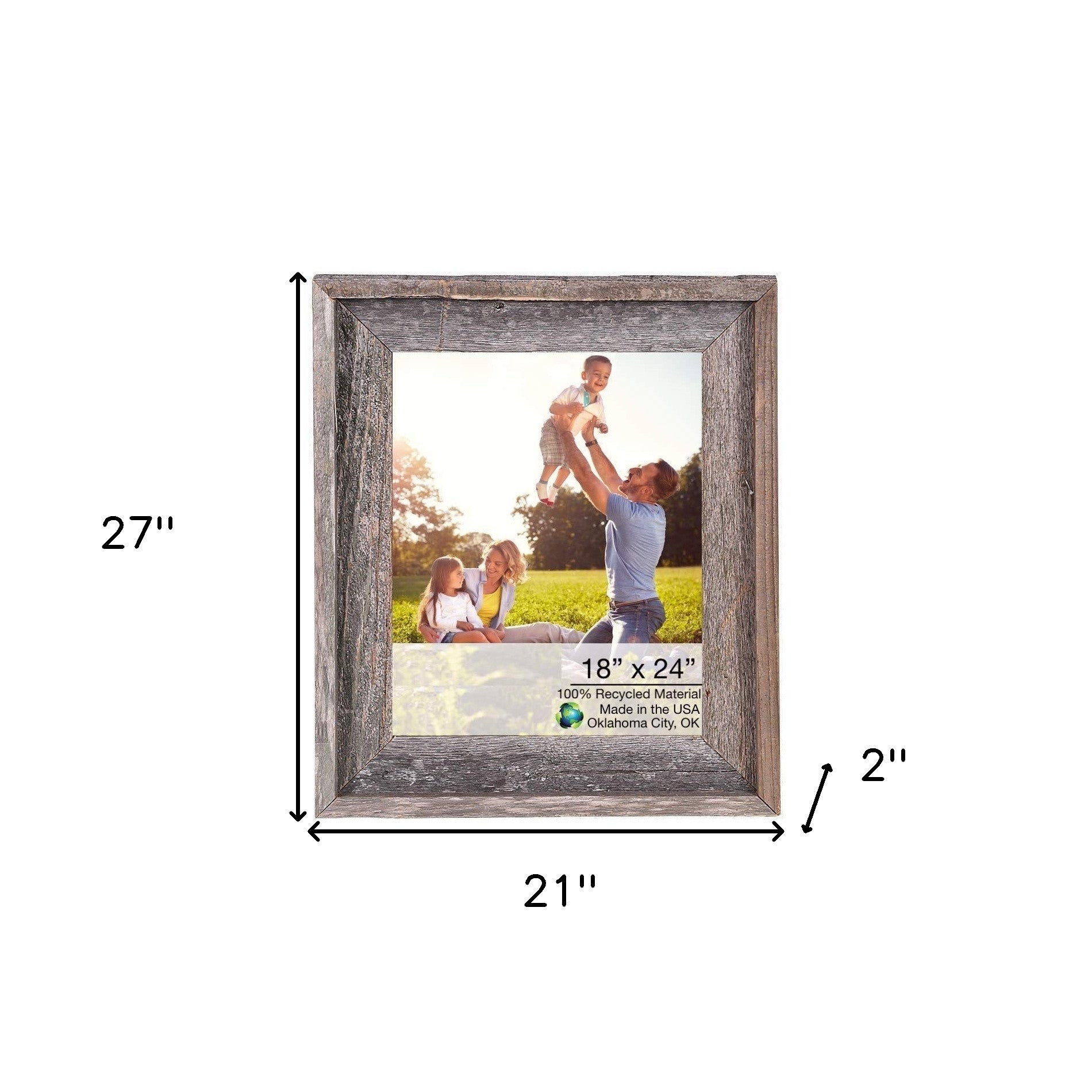 Natural Weathered Grey Picture Frame With Plexiglass Holder | 18