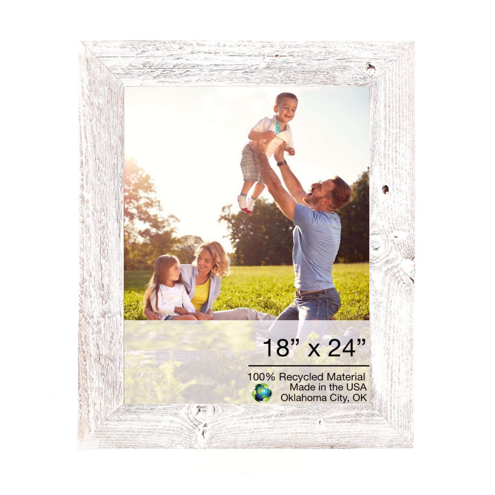 Rustic White-Washed Picture Frame With Plexiglass Holder | 18