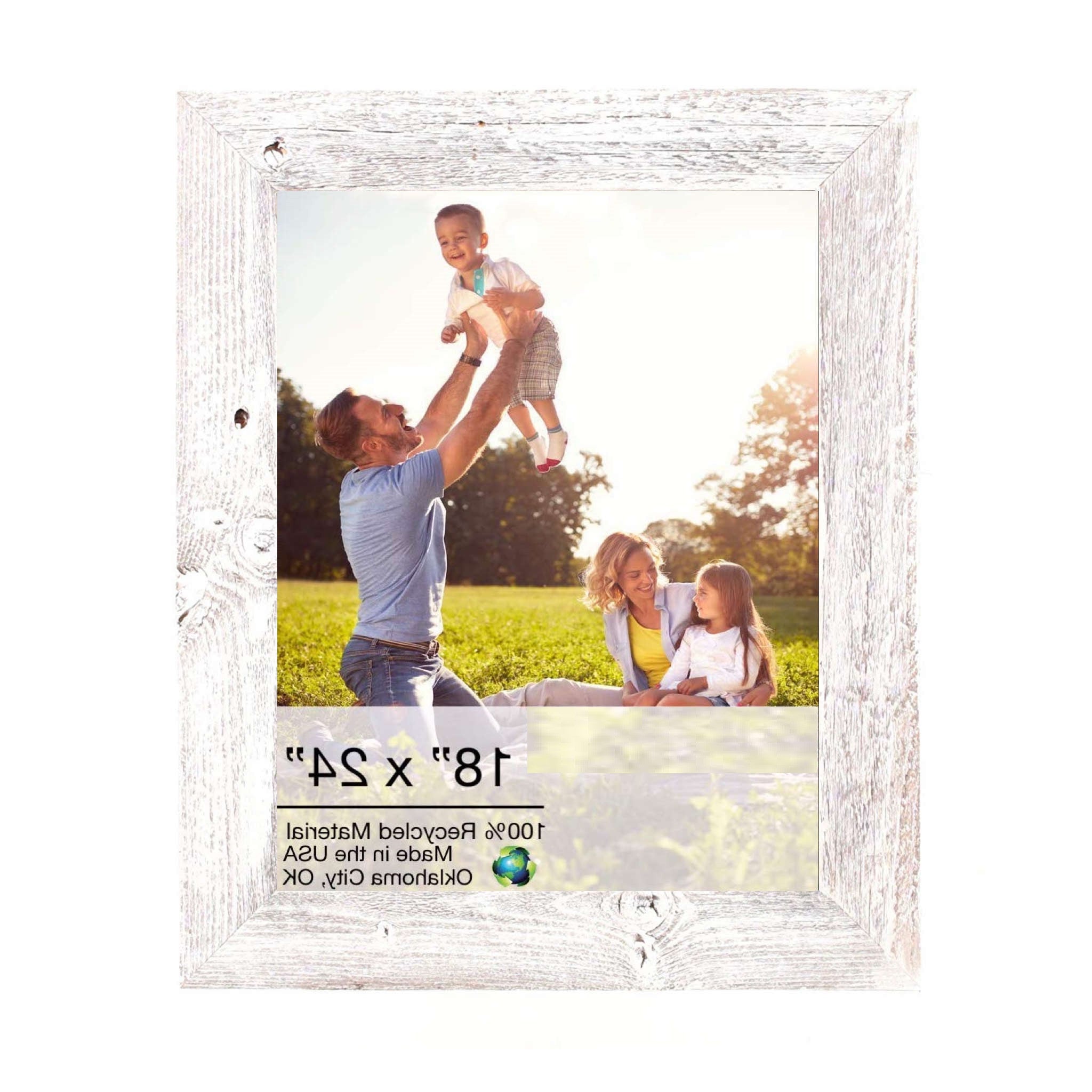 Rustic White-Washed Picture Frame With Plexiglass Holder | 18