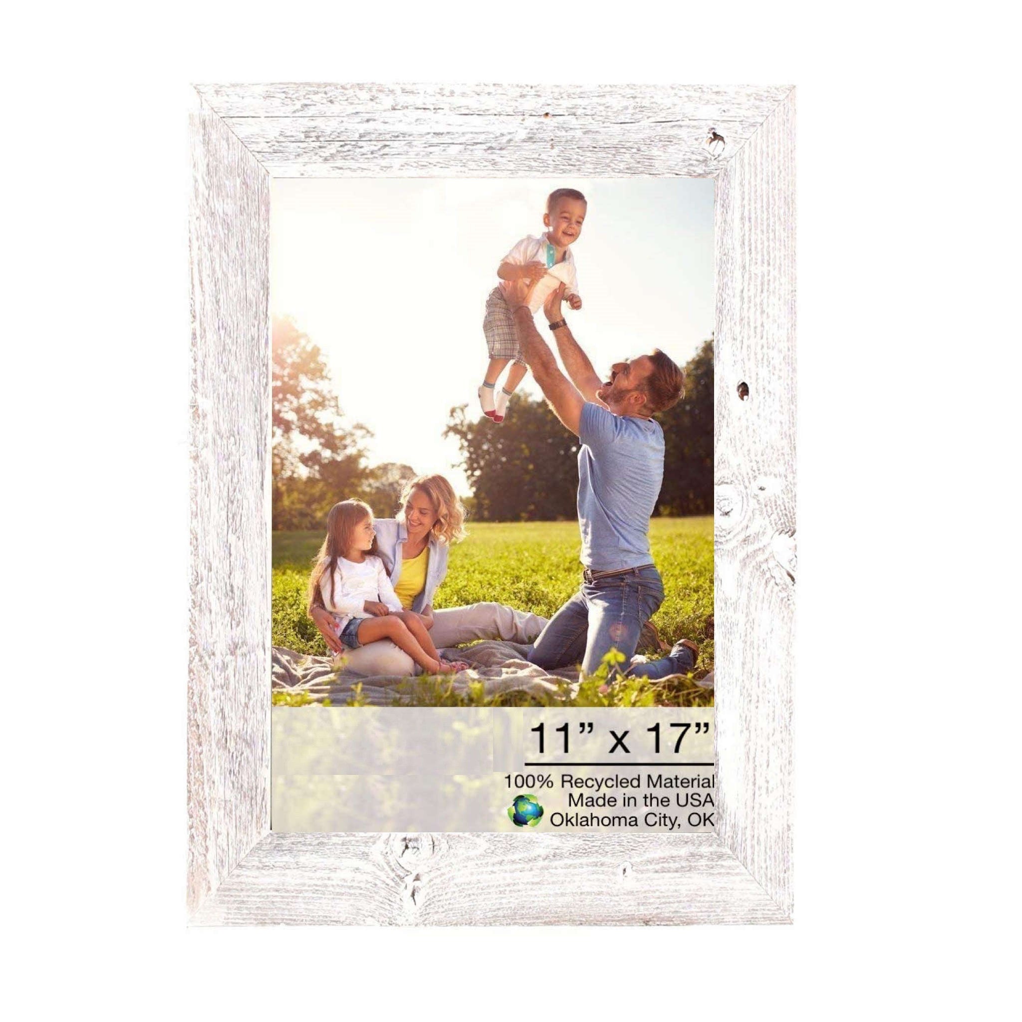 Rustic White-Washed Wood Picture Frame With Plexiglass Holder | 11