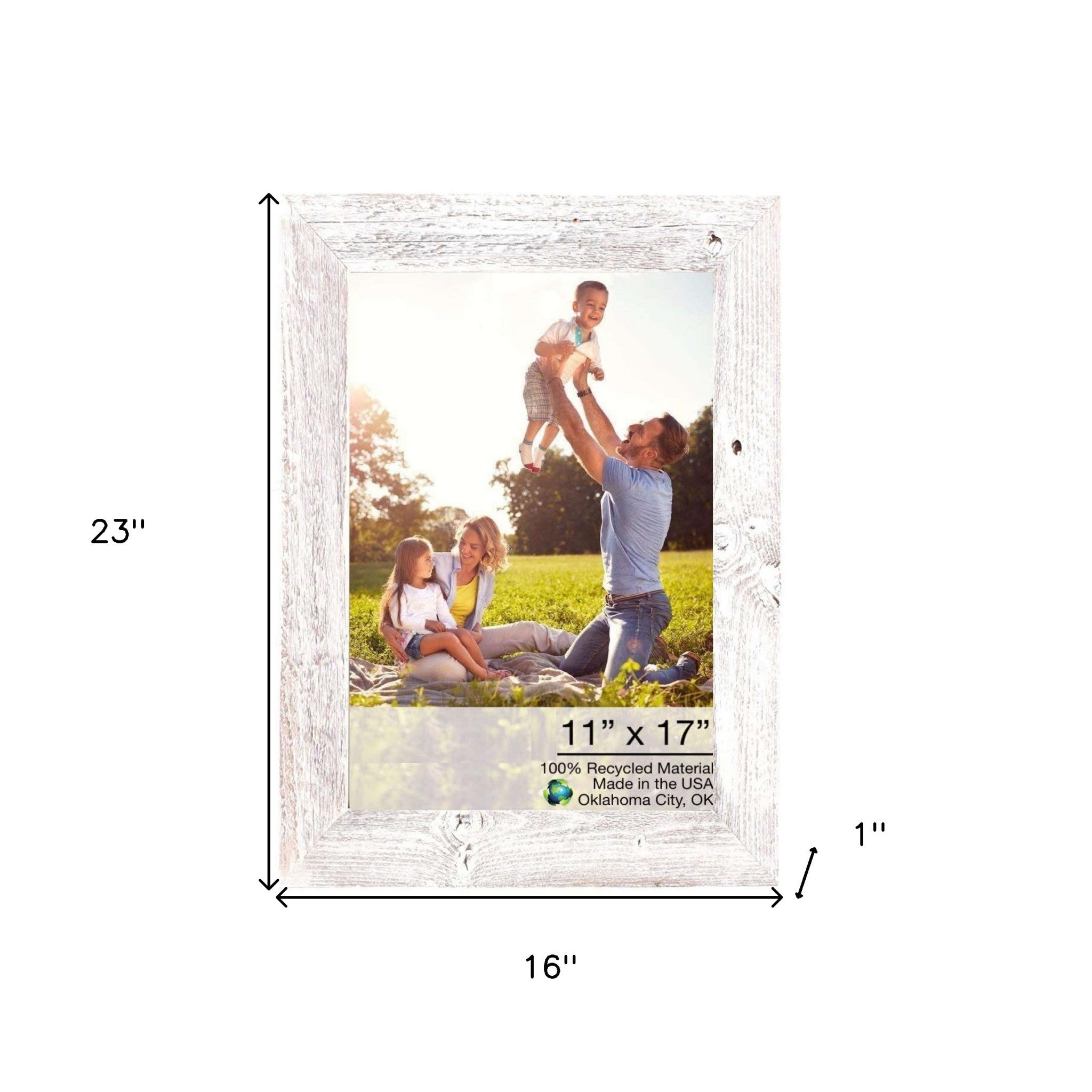 Rustic White-Washed Wood Picture Frame With Plexiglass Holder | 11