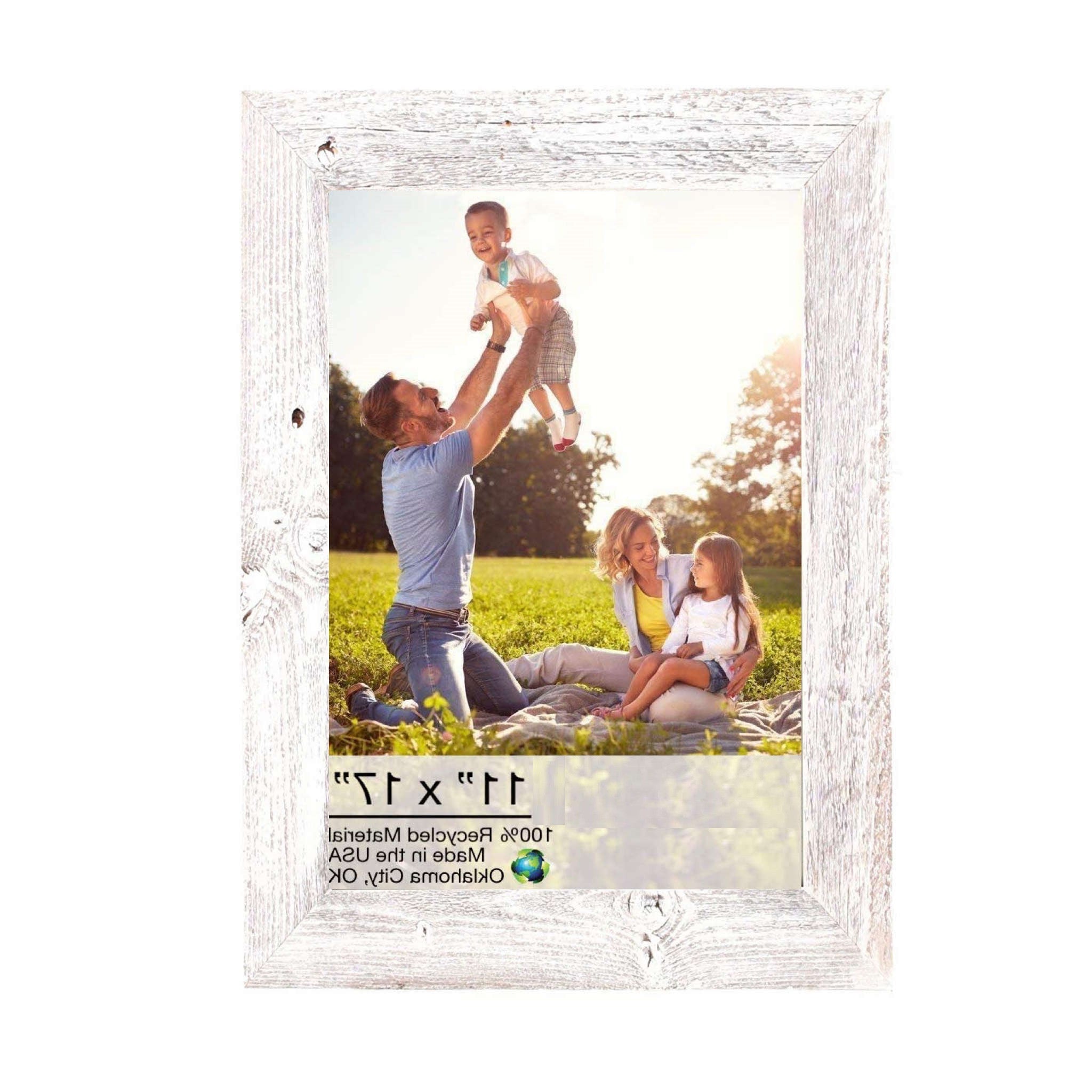 Rustic White-Washed Wood Picture Frame With Plexiglass Holder | 11