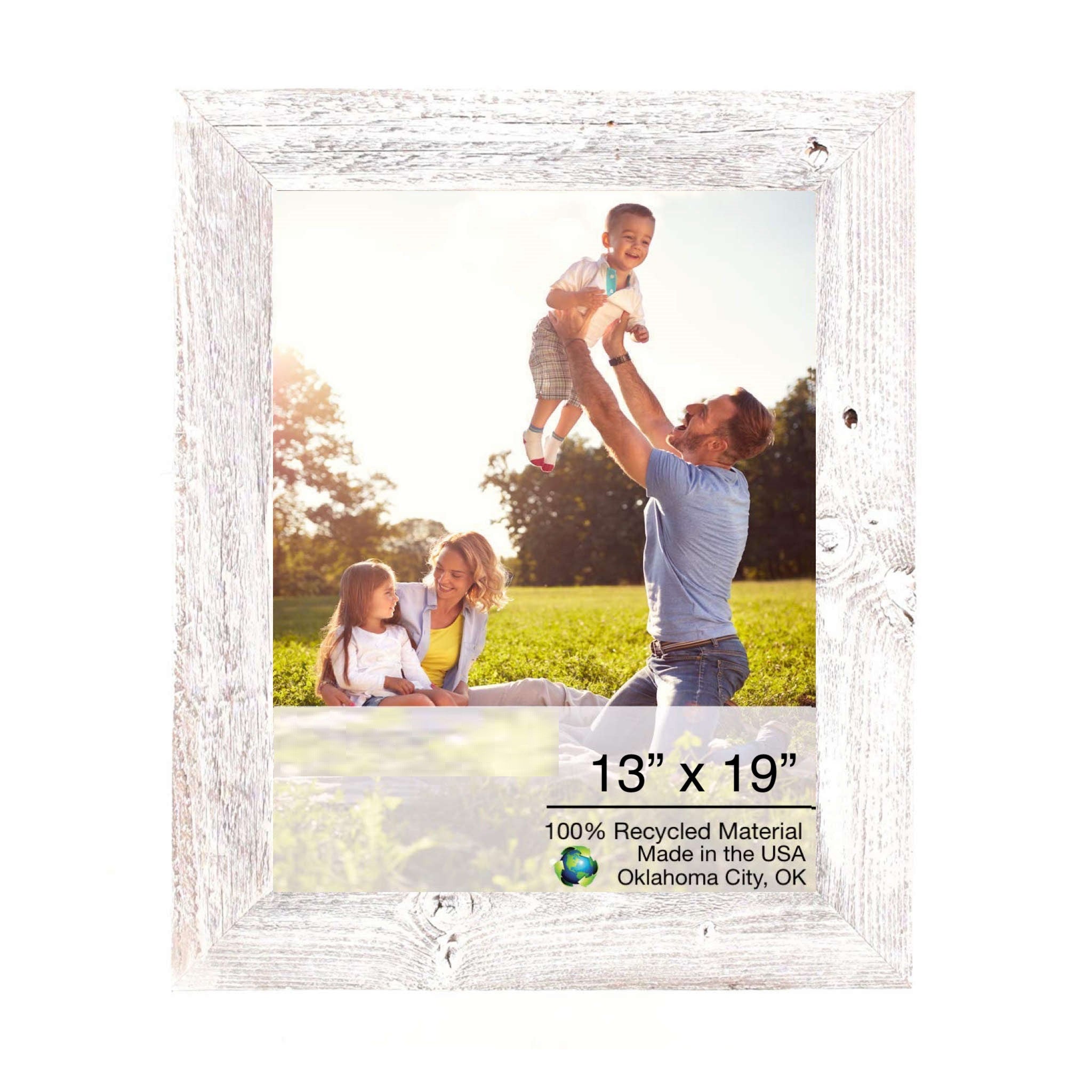 Rustic White-Washed Wood Picture Frame With Plexiglass Holder | 13