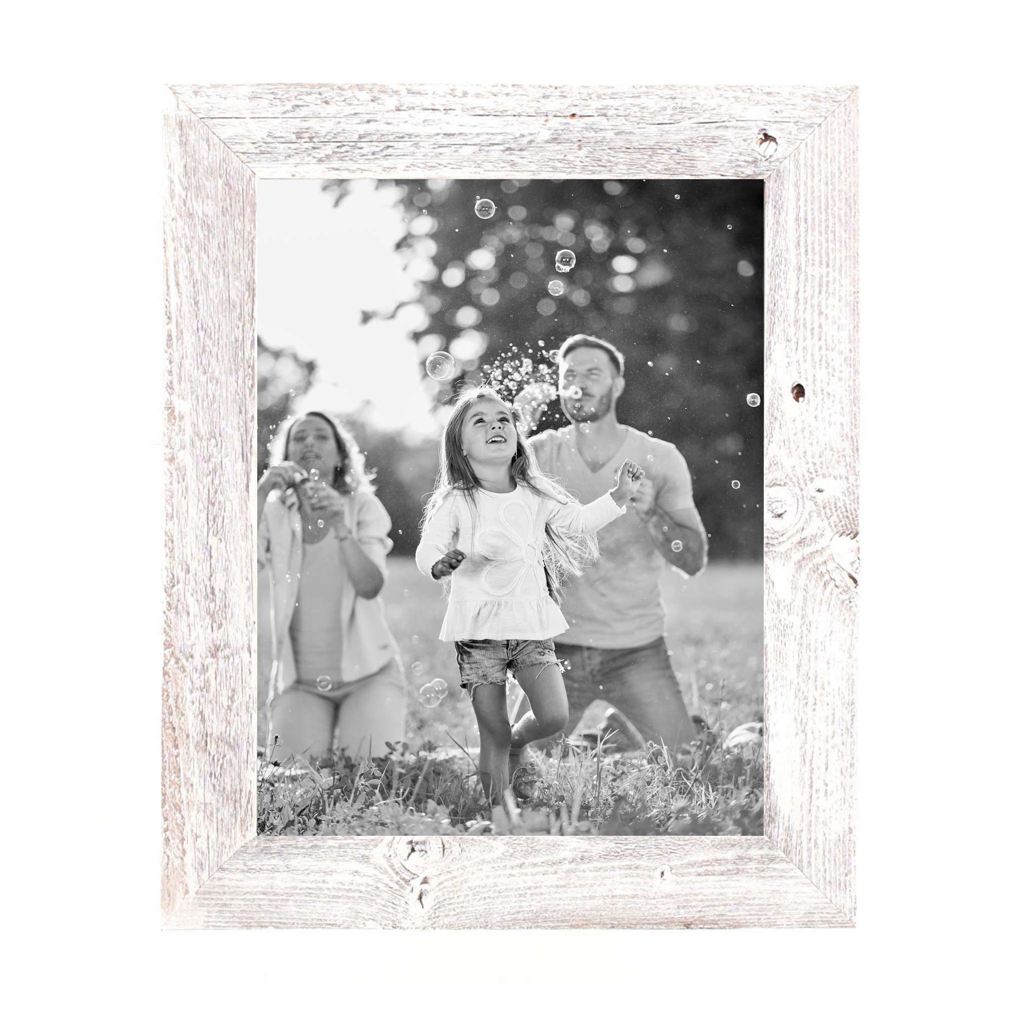 Rustic White-Washed Wood Picture Frame With Plexiglass Holder | 13