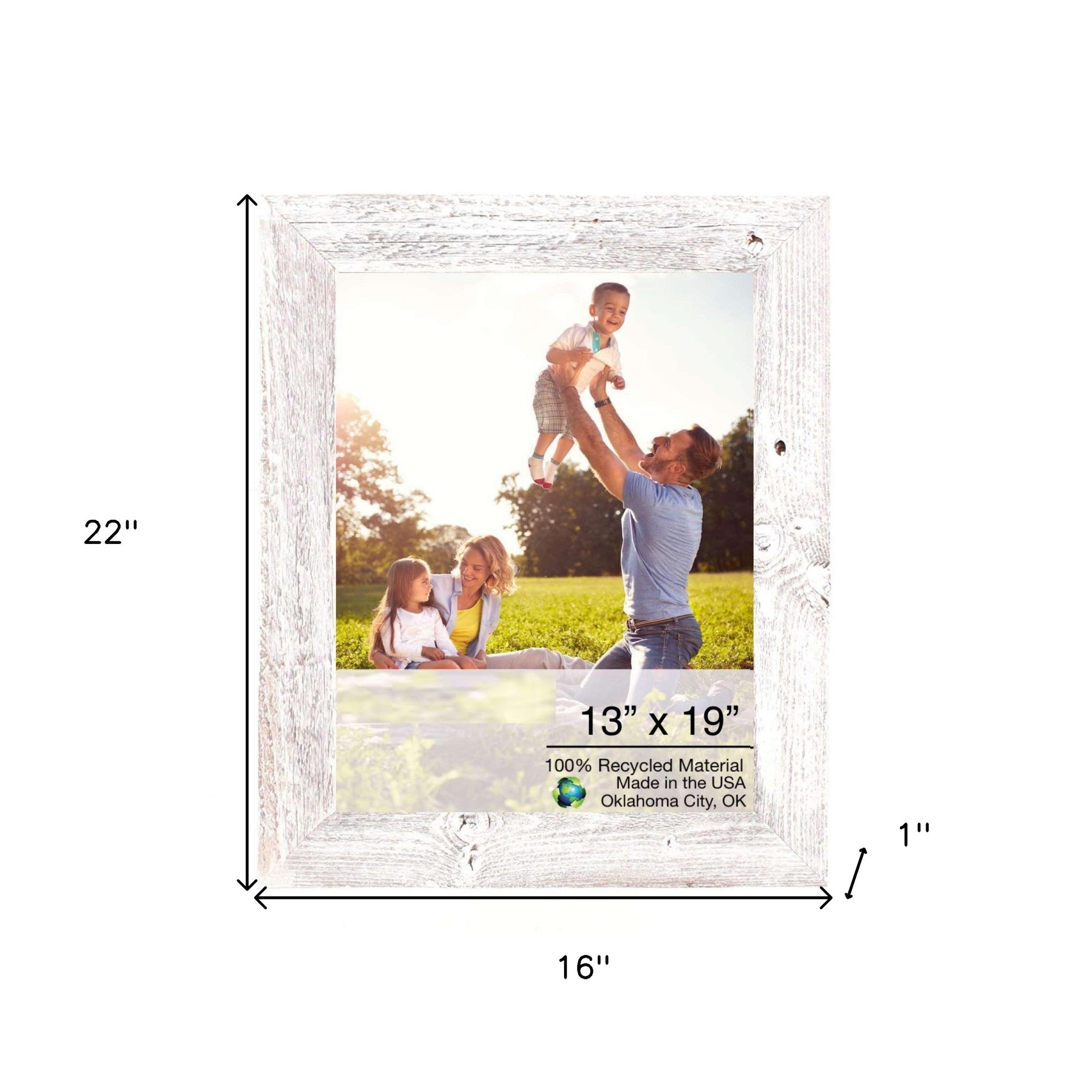 Rustic White-Washed Wood Picture Frame With Plexiglass Holder | 13