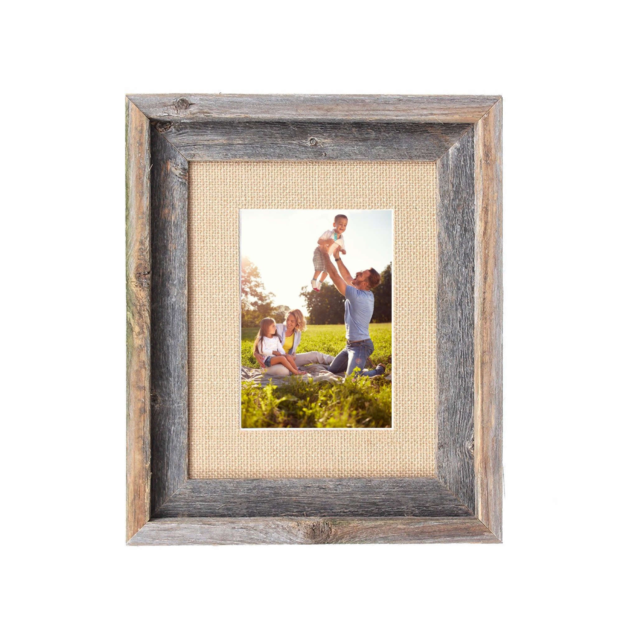 Rustic Burlap & Wood Picture Frame With Plexiglass | 11
