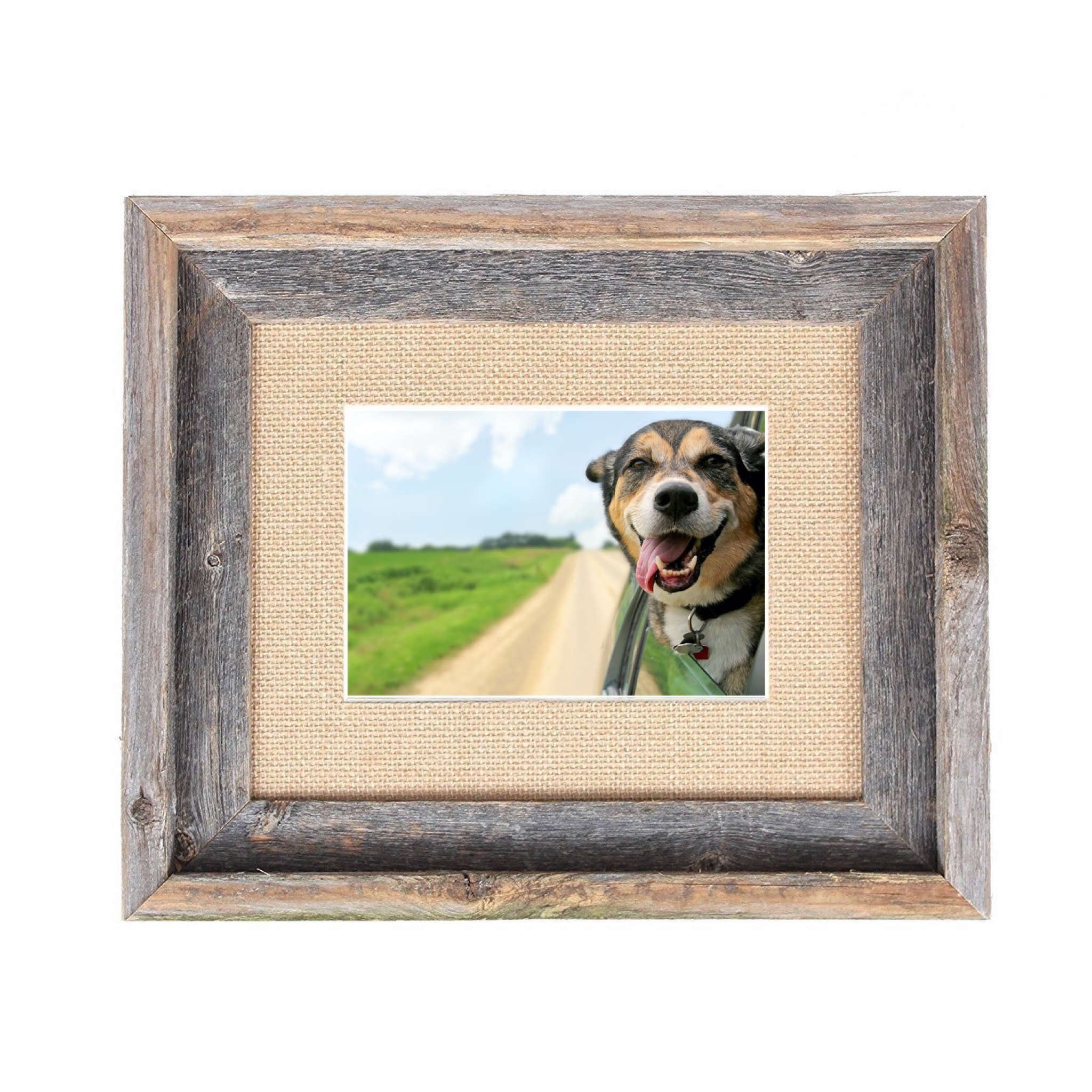 Rustic Burlap & Wood Picture Frame With Plexiglass | 11
