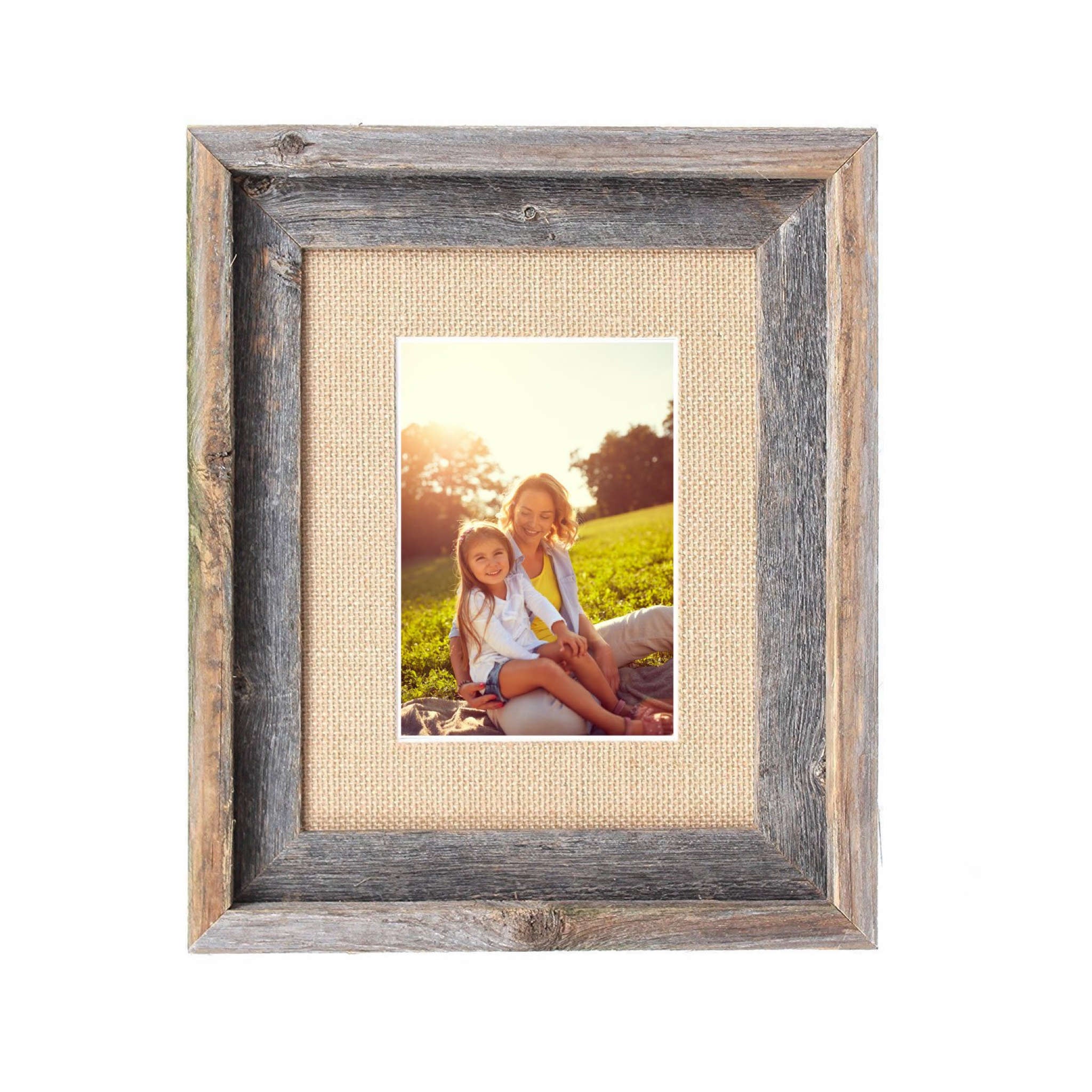 Rustic Burlap & Wood Picture Frame With Plexiglass | 11