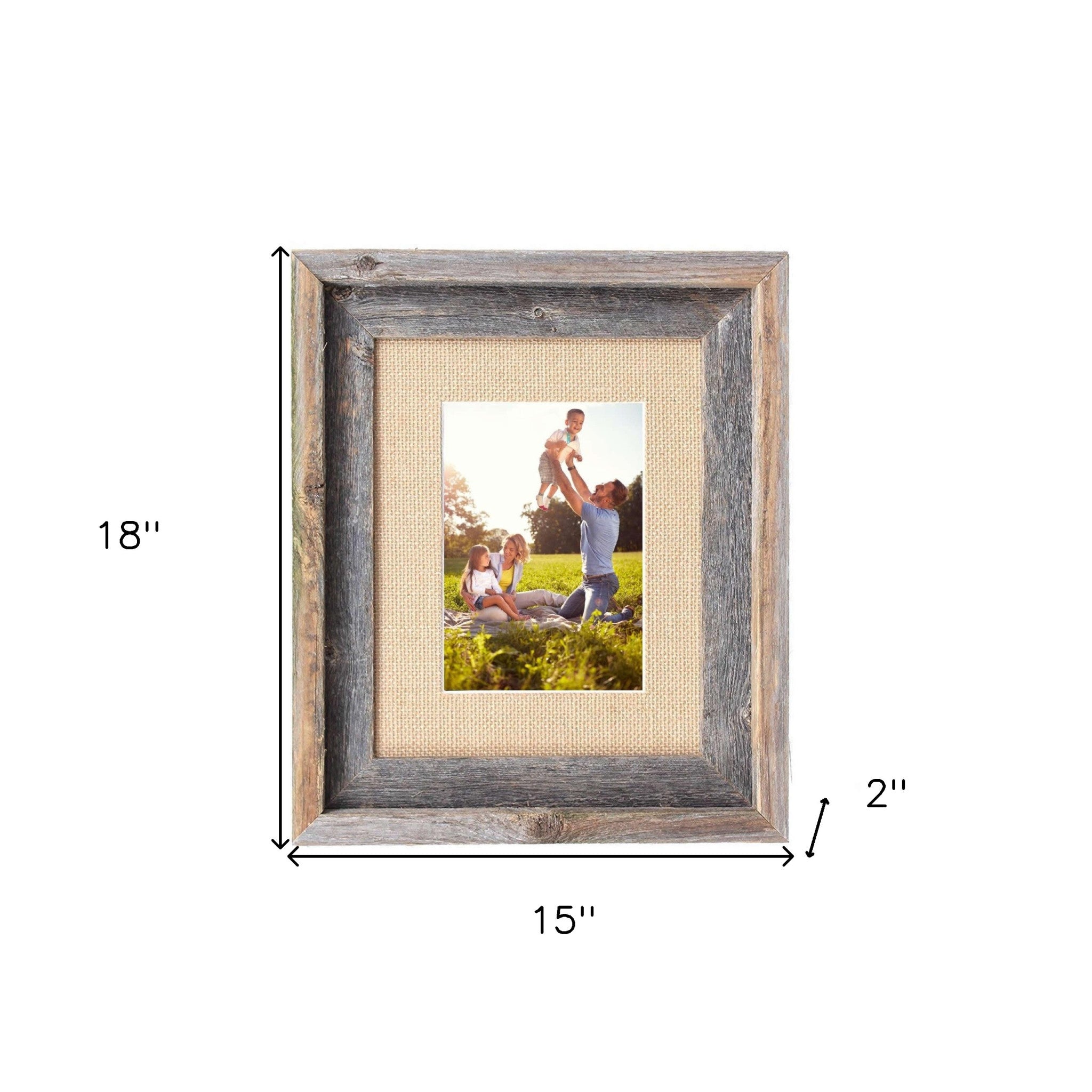 Rustic Burlap & Wood Picture Frame With Plexiglass | 11