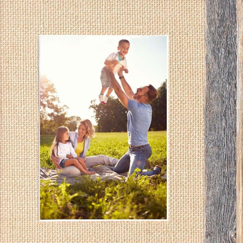 Rustic Burlap & Wood Picture Frame With Plexiglass | 11