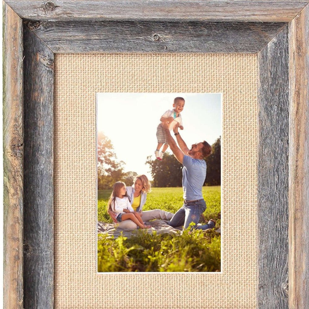 Rustic Burlap & Wood Picture Frame With Plexiglass | 11