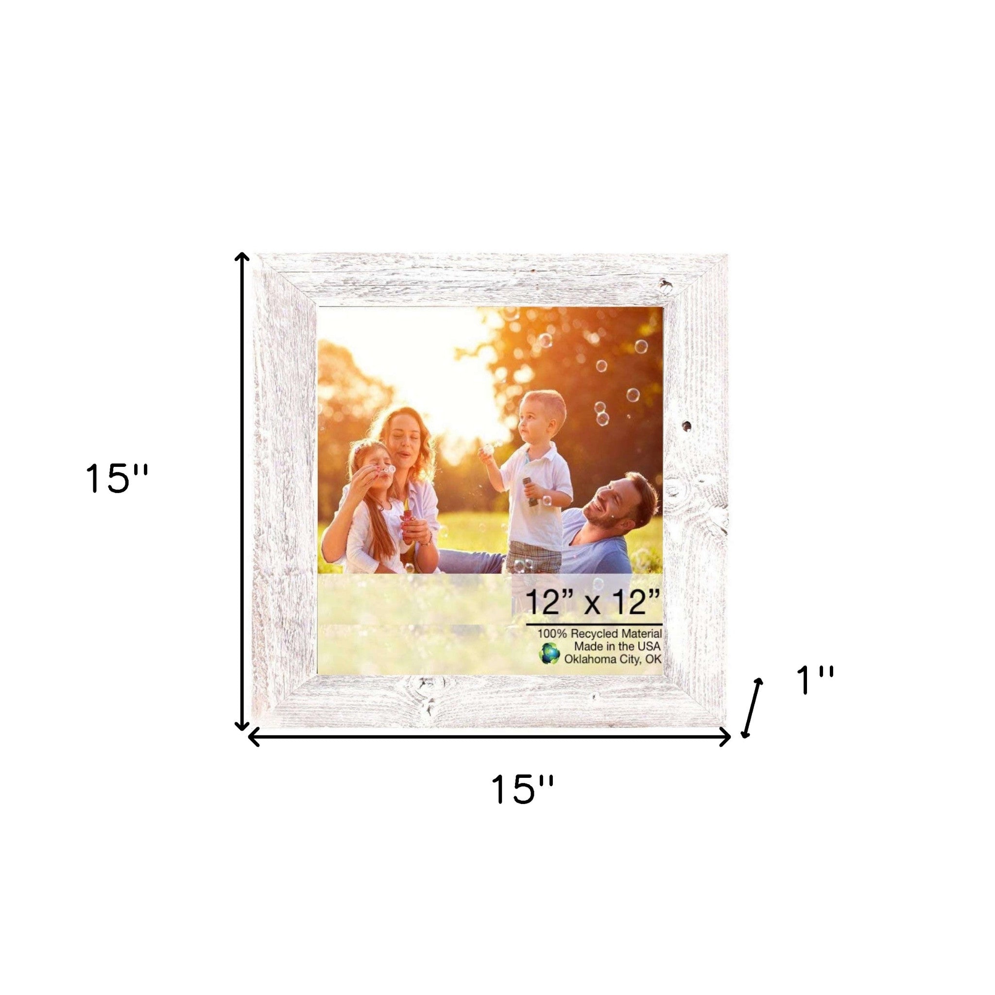 Rustic White-Washed Wood Picture Frame With Plexiglass Holder | 12