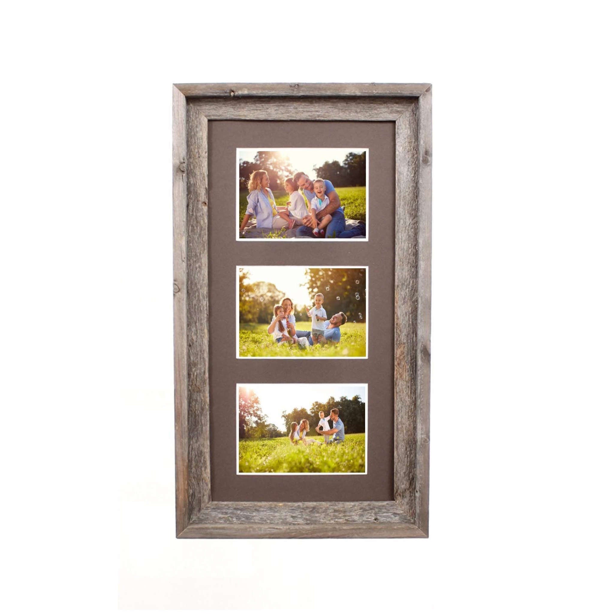 Natural Three Photo Weathered Grey Wood Picture Frame | 5