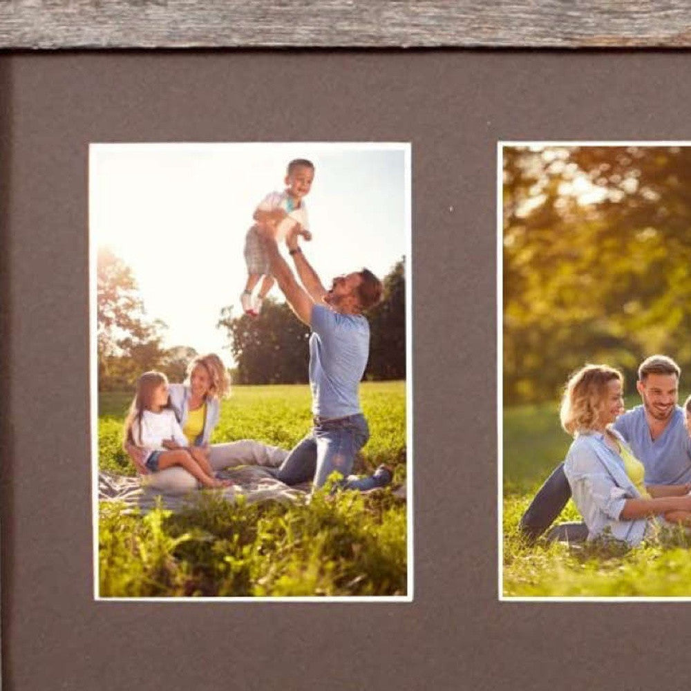 Natural Three Photo Weathered Grey Wood Picture Frame | 5