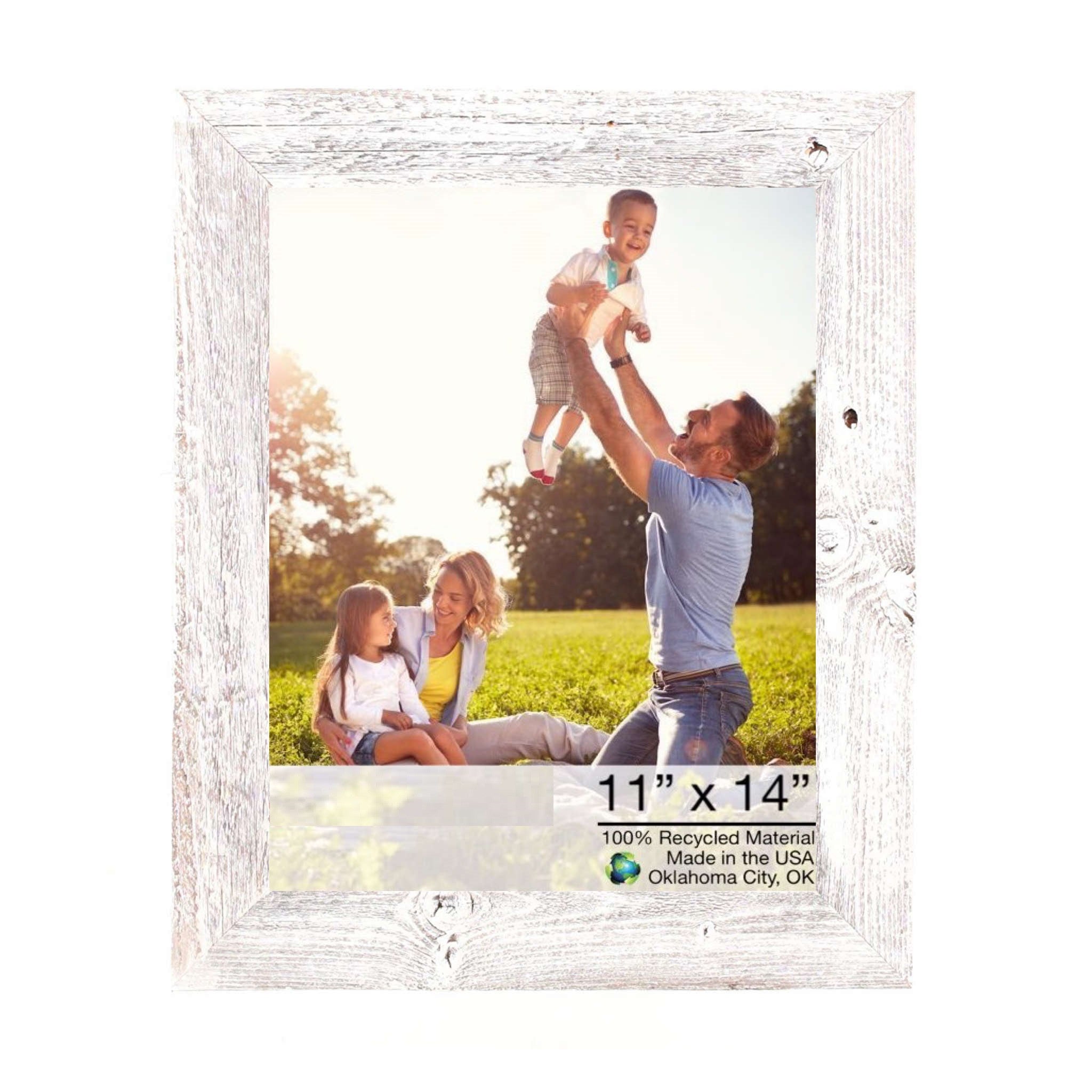 Rustic White-Washed Wood Picture Frame With Plexiglass Holder | 11
