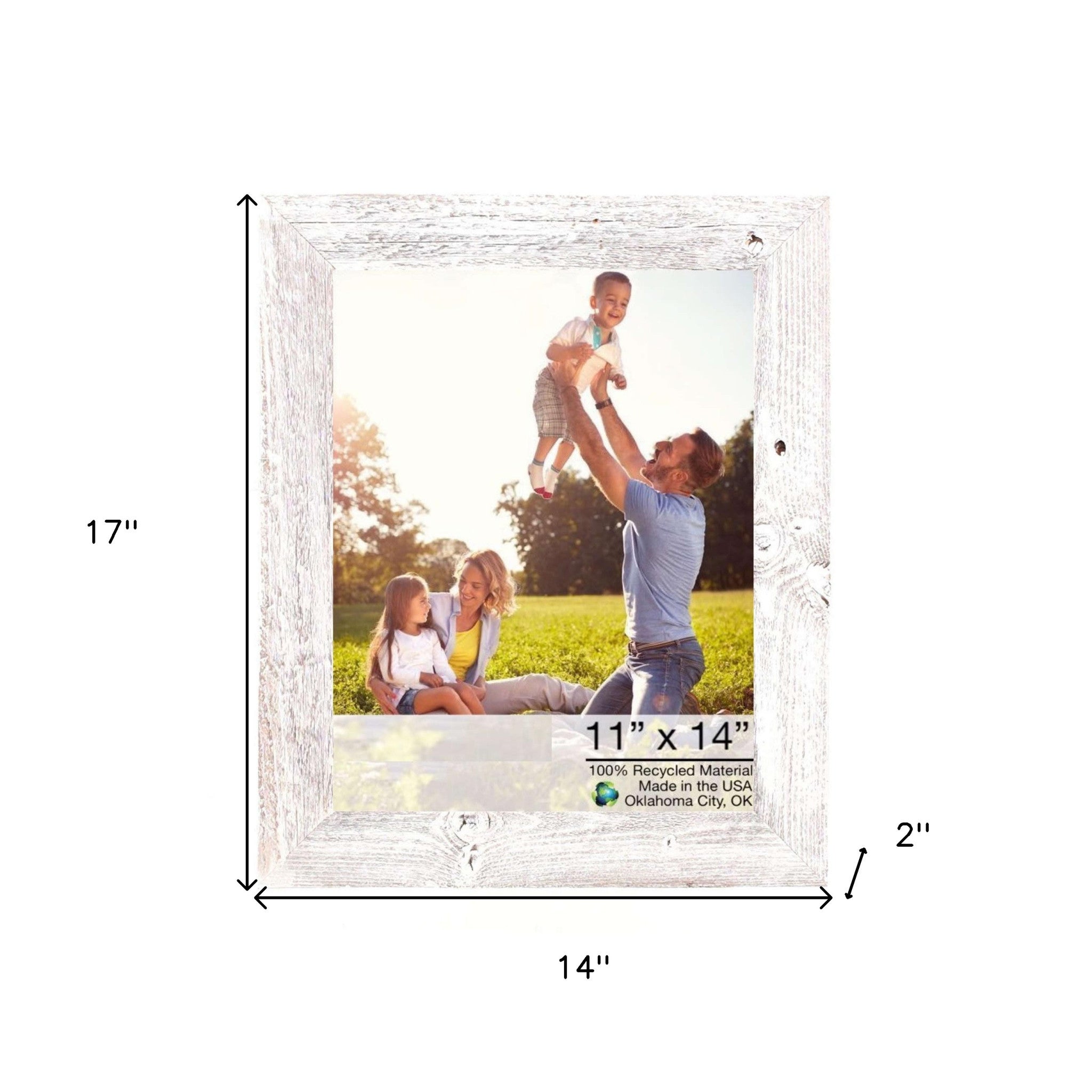Rustic White-Washed Wood Picture Frame With Plexiglass Holder | 11