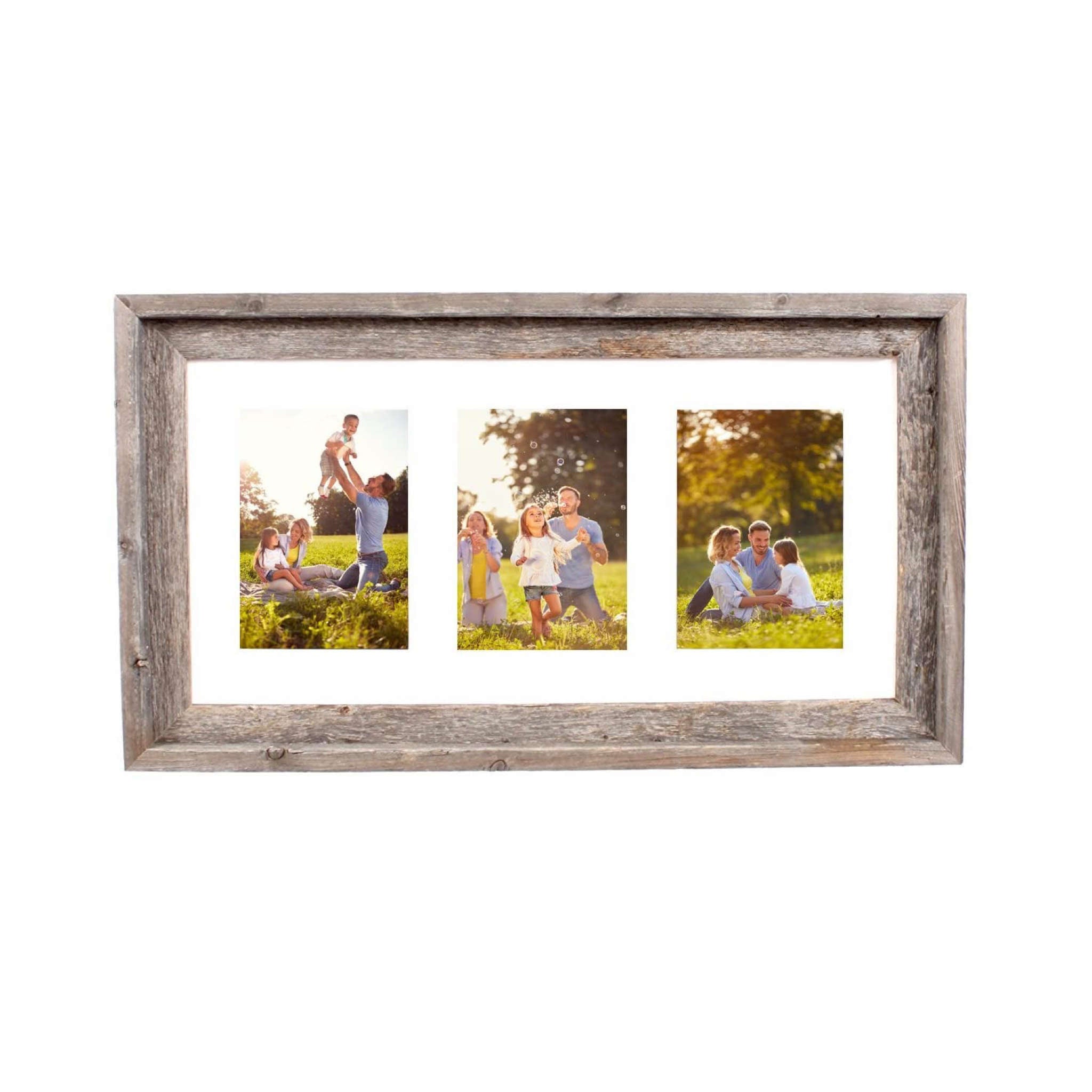 Rustic Three Photo White Wood Picture Frame With Plexiglass Holder | 5