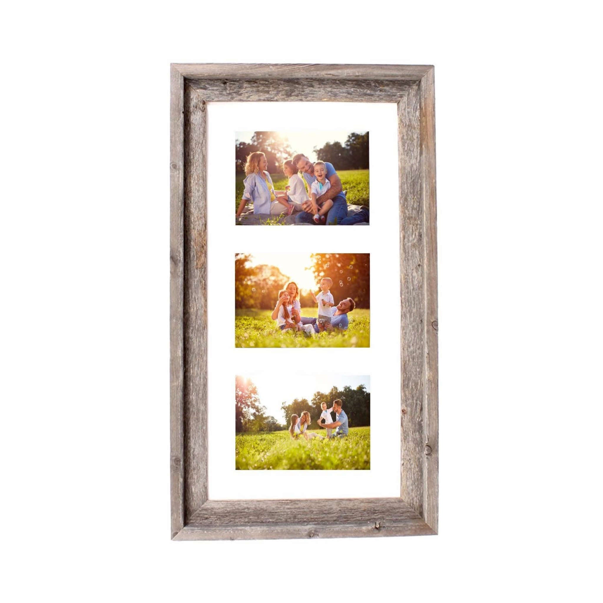 Rustic Three Photo White Wood Picture Frame With Plexiglass Holder | 5