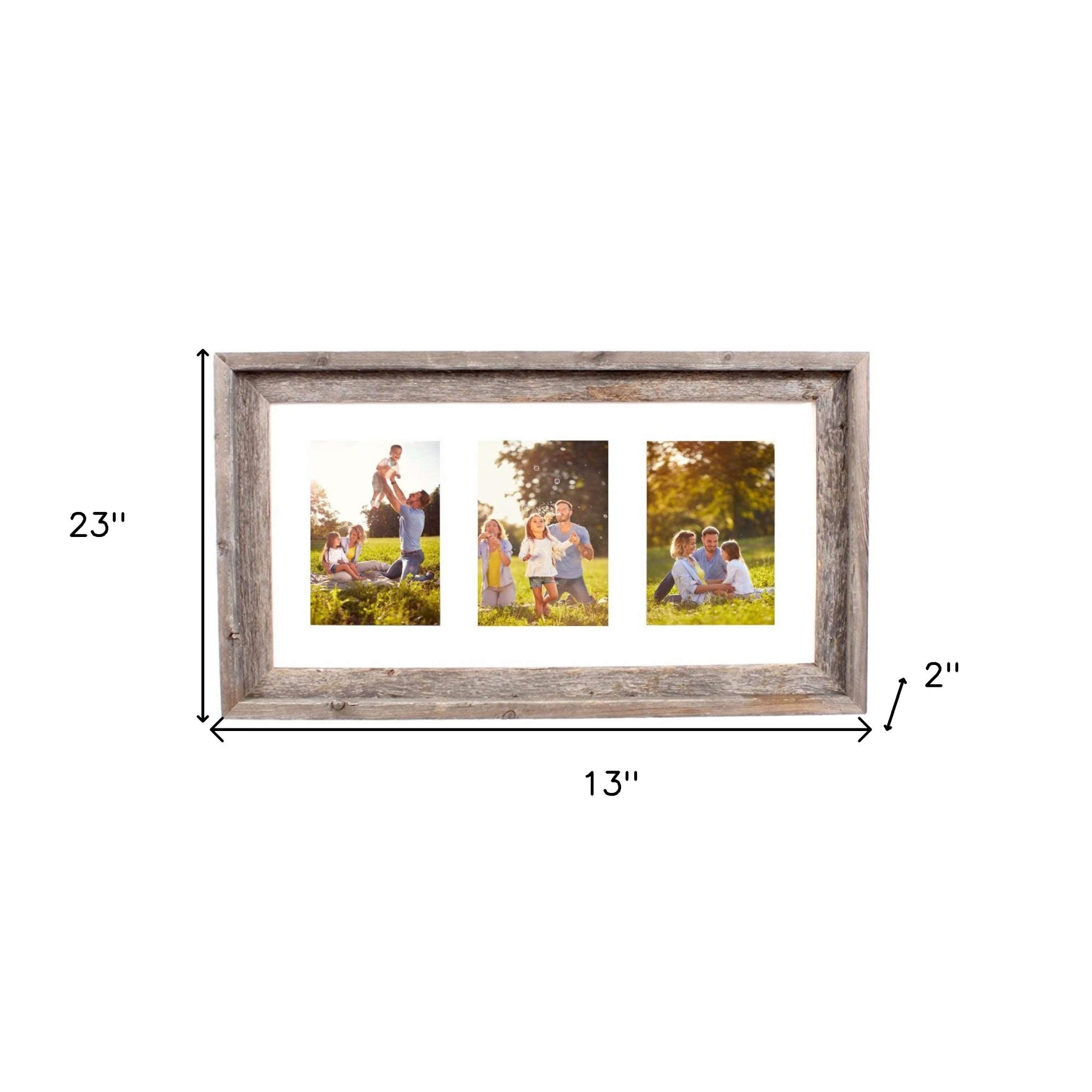 Rustic Three Photo White Wood Picture Frame With Plexiglass Holder | 5
