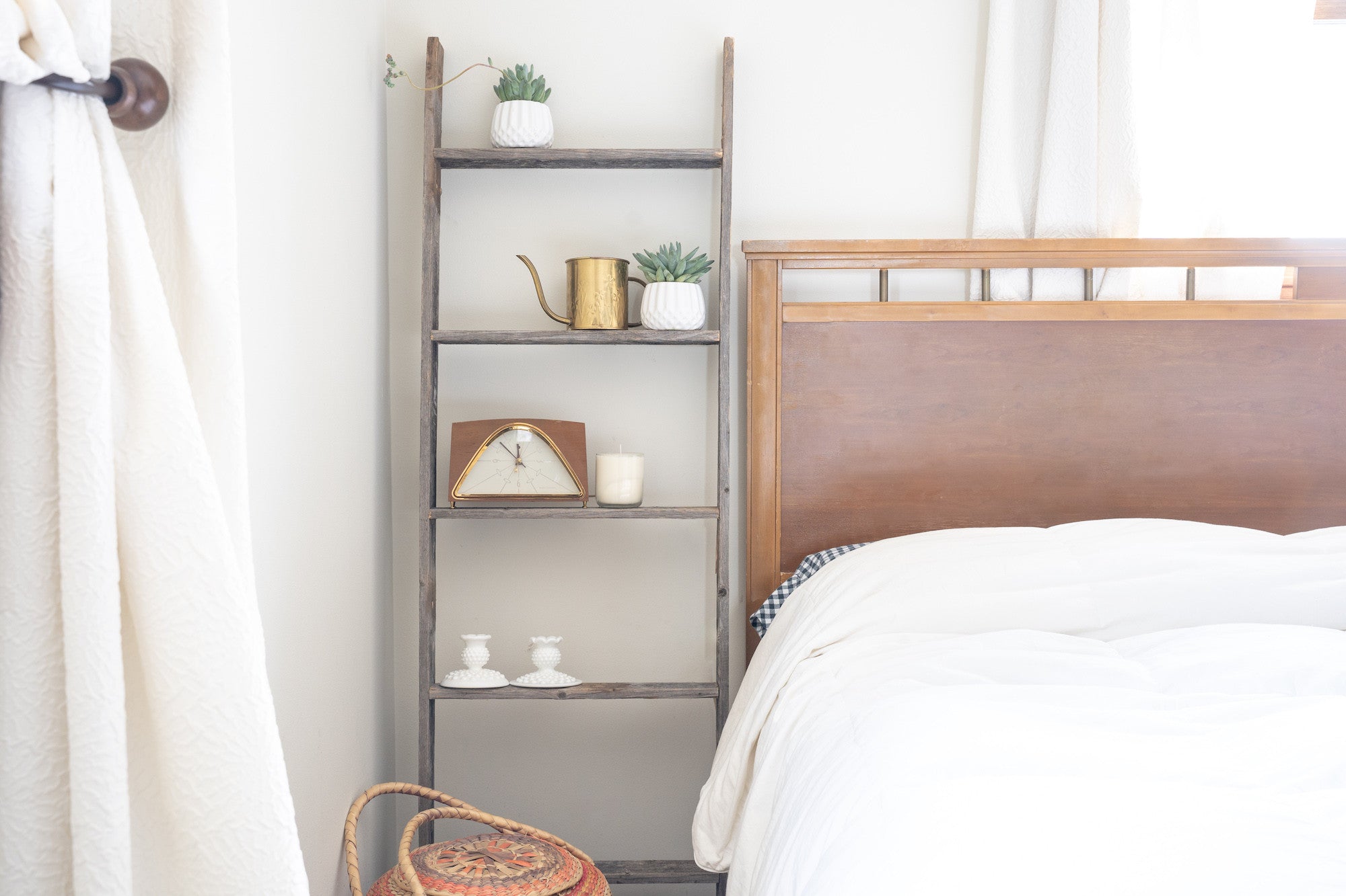 5 Step Rustic Weathered Grey Wood Ladder Shelf | 20