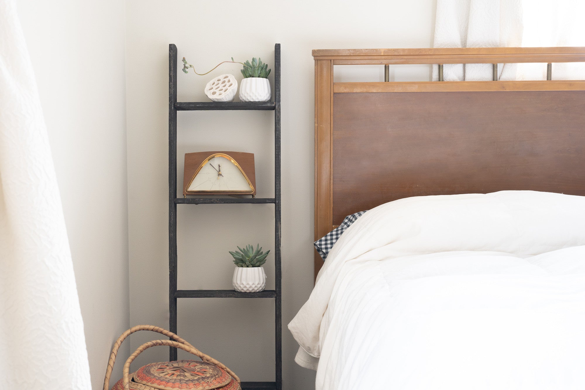 4 Step Blackwash Rustic Wood Ladder Shelf | 14