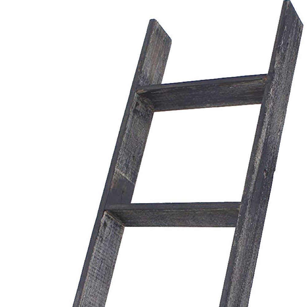 4 Step Blackwash Rustic Wood Ladder Shelf | 14