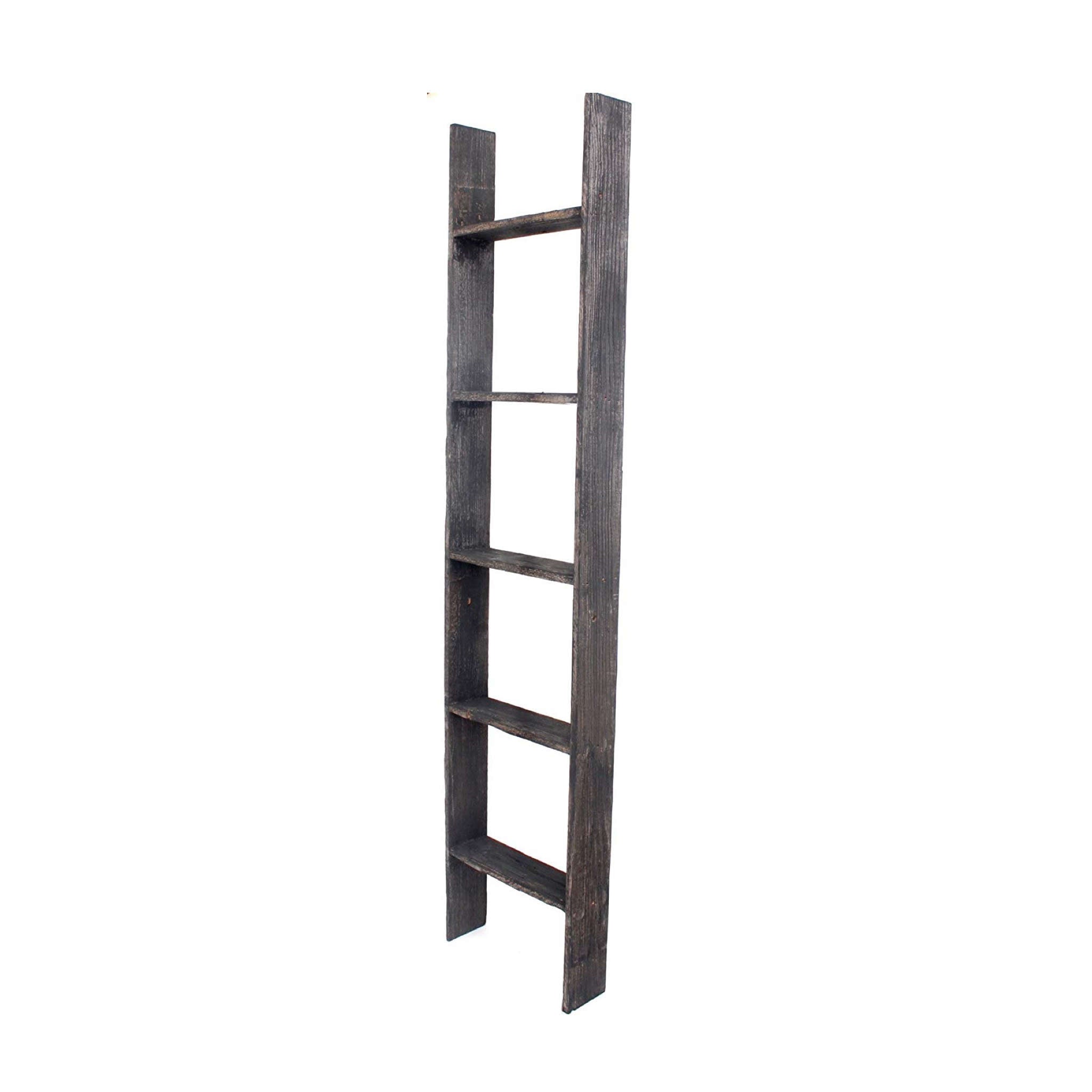 5 Step Rustic Black Wood Ladder Shelf | 15