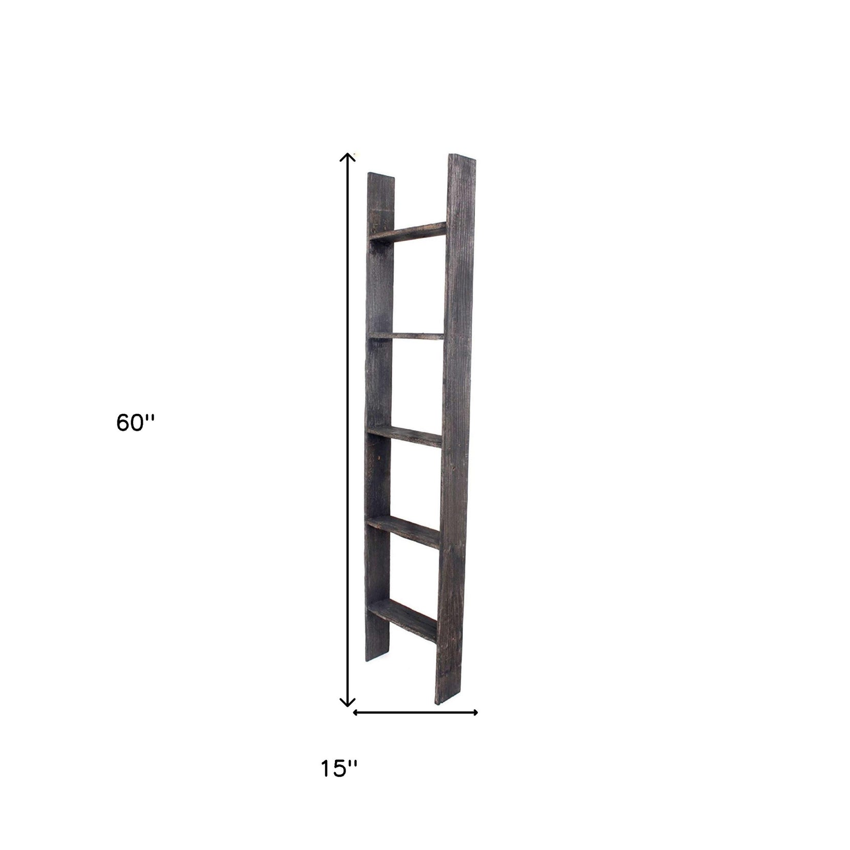 4 Step Rustic Black Wood Ladder Shelf | 15