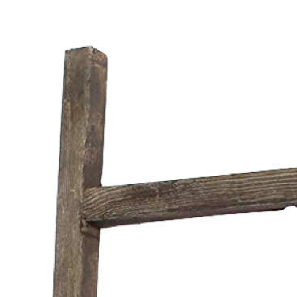 5 Step Rustic Espresso Gray Wood Ladder Shelf | 15