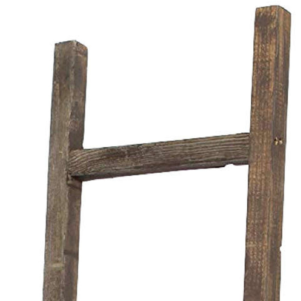 5 Step Rustic Espresso Gray Wood Ladder Shelf | 15