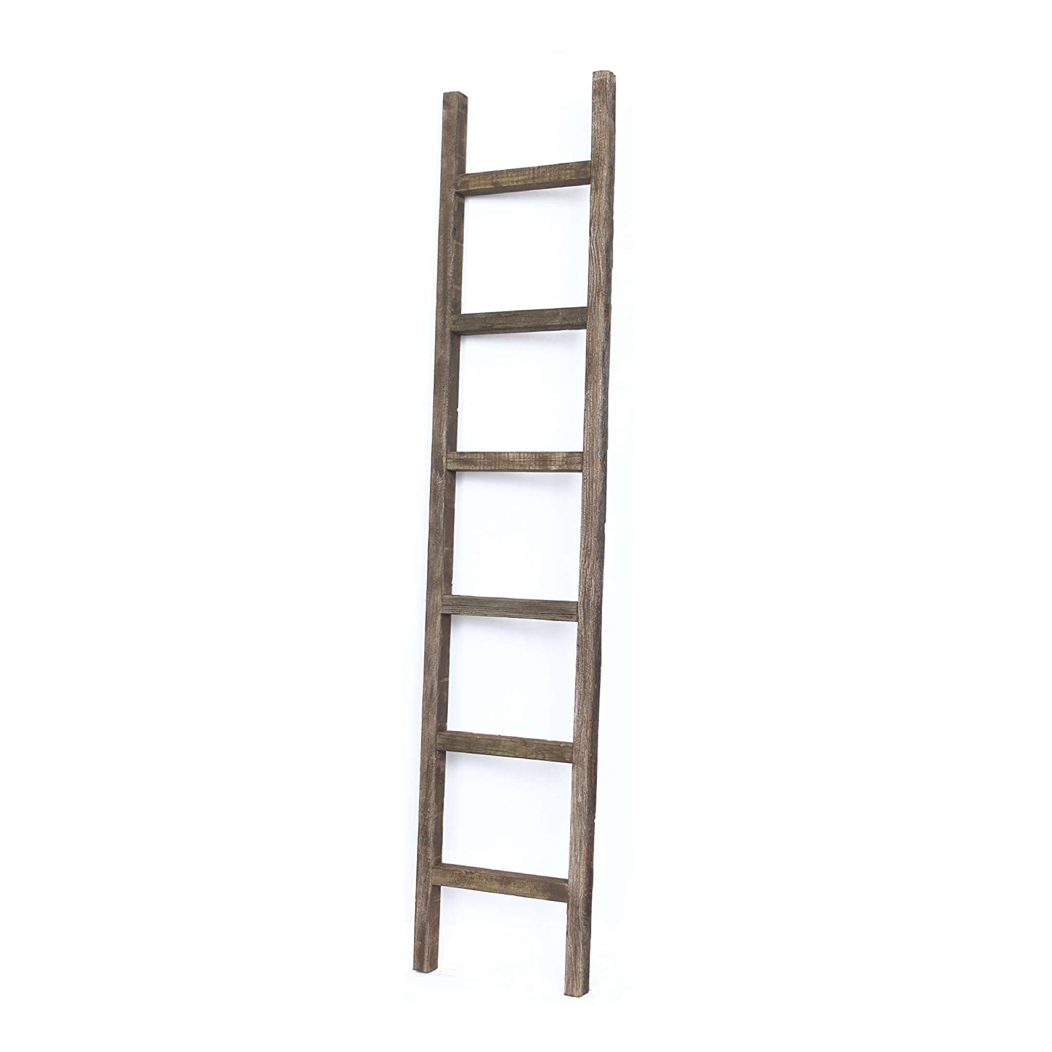 6 Step Rustic Espresso Wood Ladder Shelf | 15