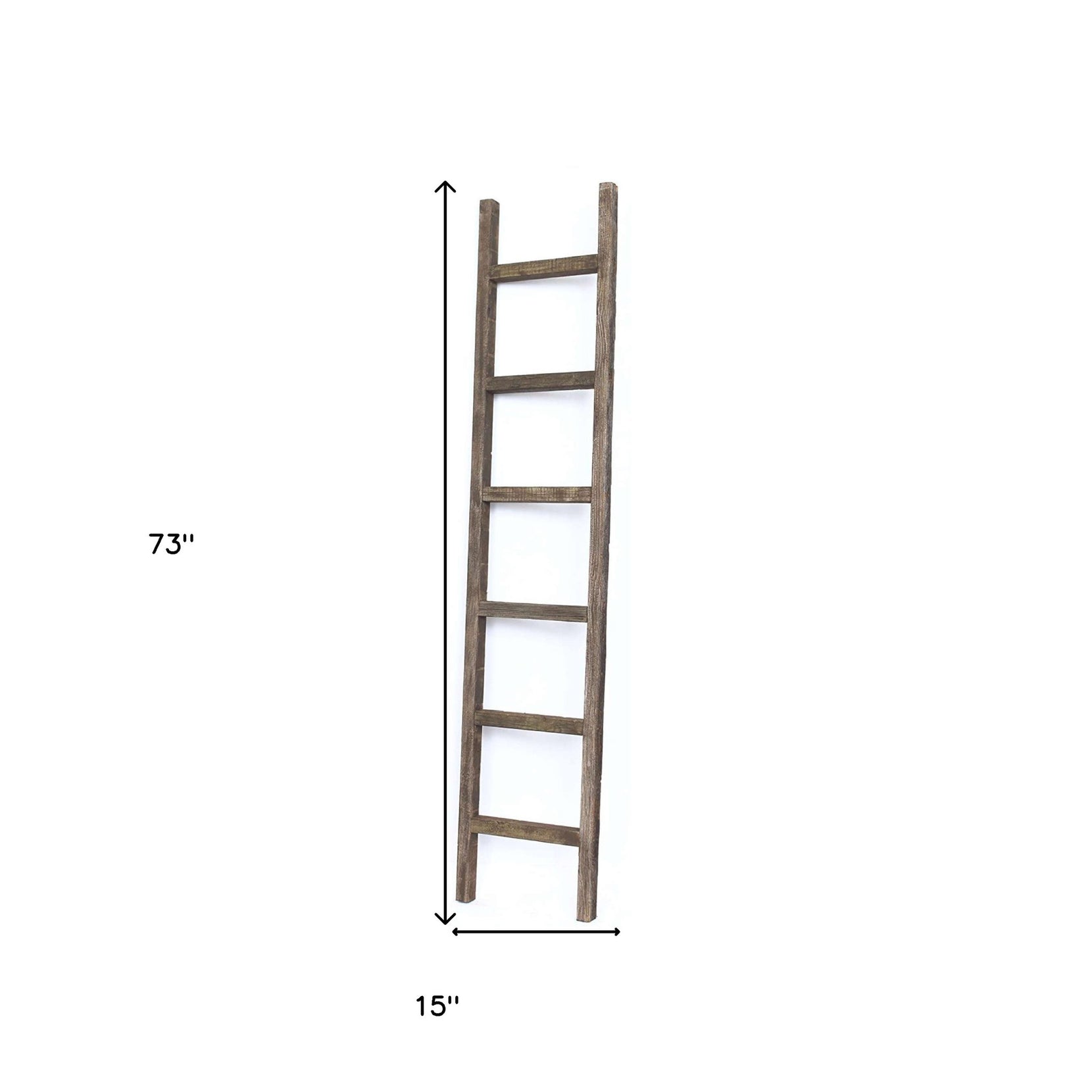 6 Step Rustic Espresso Wood Ladder Shelf | 15