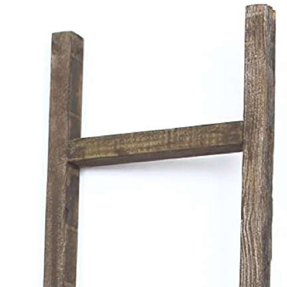 6 Step Rustic Espresso Wood Ladder Shelf | 15