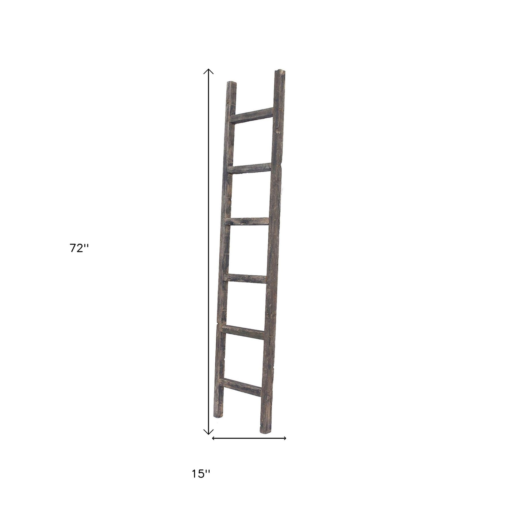 6 Step Rustic Smoky Black Wood Ladder Shelf | 15