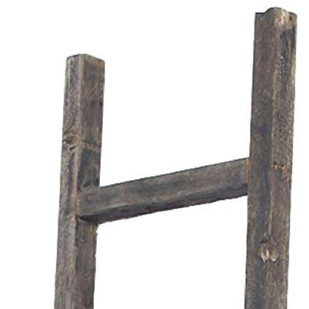 6 Step Rustic Smoky Black Wood Ladder Shelf | 15