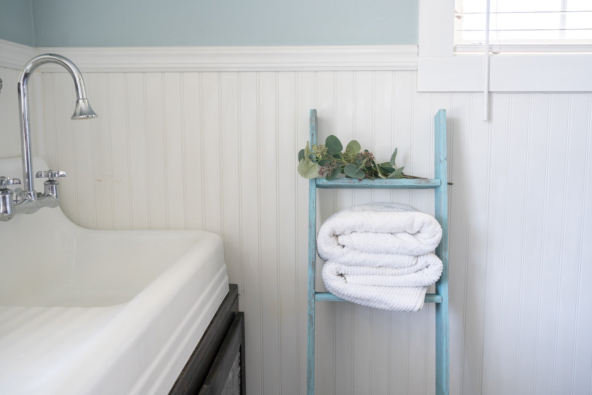 4 Step Rustic Turquoise Wood Ladder Shelf | 15