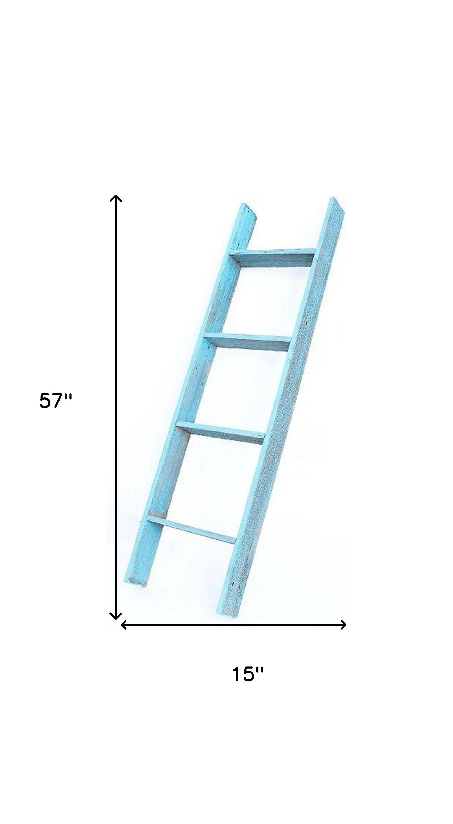 4 Step Rustic Turquoise Wood Ladder Shelf | 15