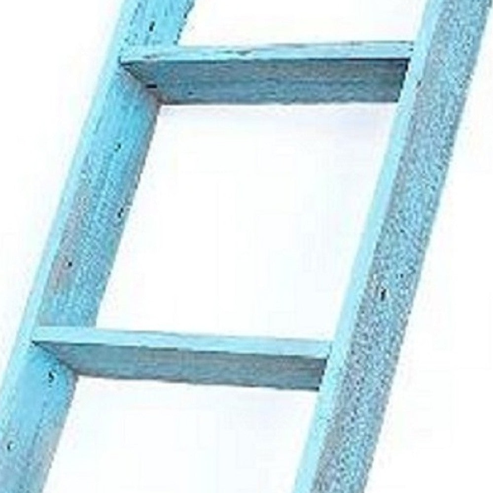 4 Step Rustic Turquoise Wood Ladder Shelf | 15