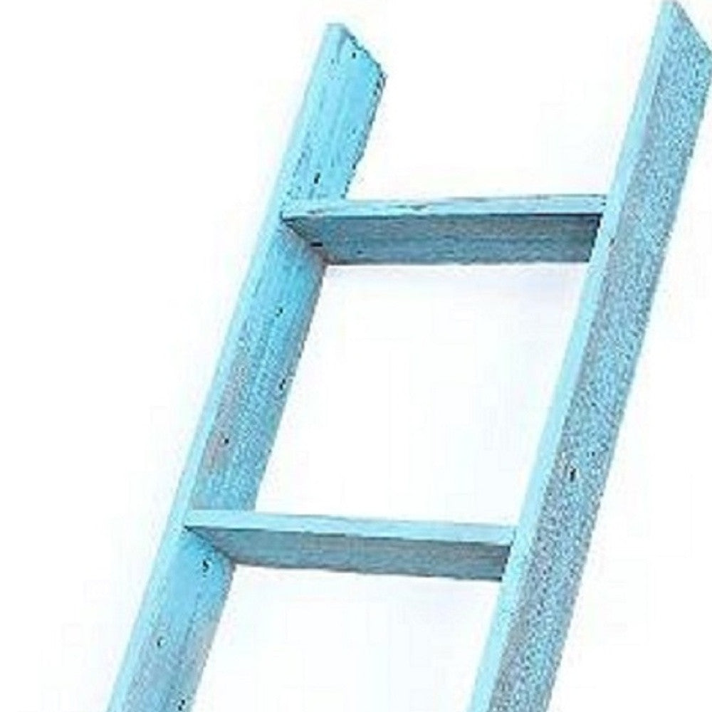 4 Step Rustic Turquoise Wood Ladder Shelf | 15