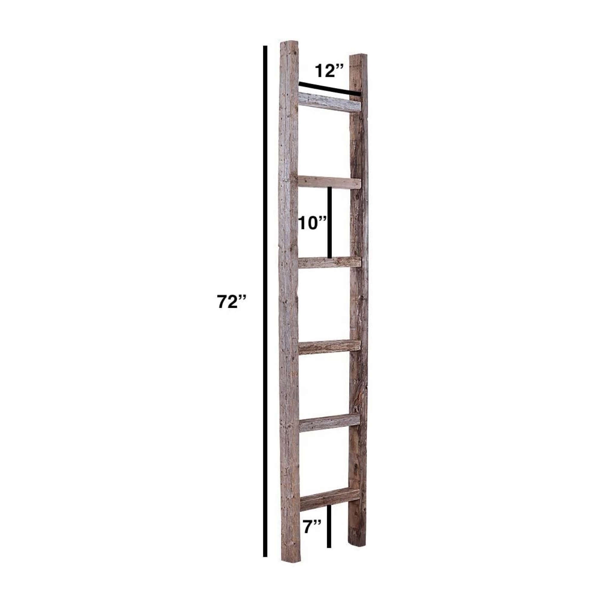 6 Step Rustic Weathered Gray Wood Ladder Shelf | 15