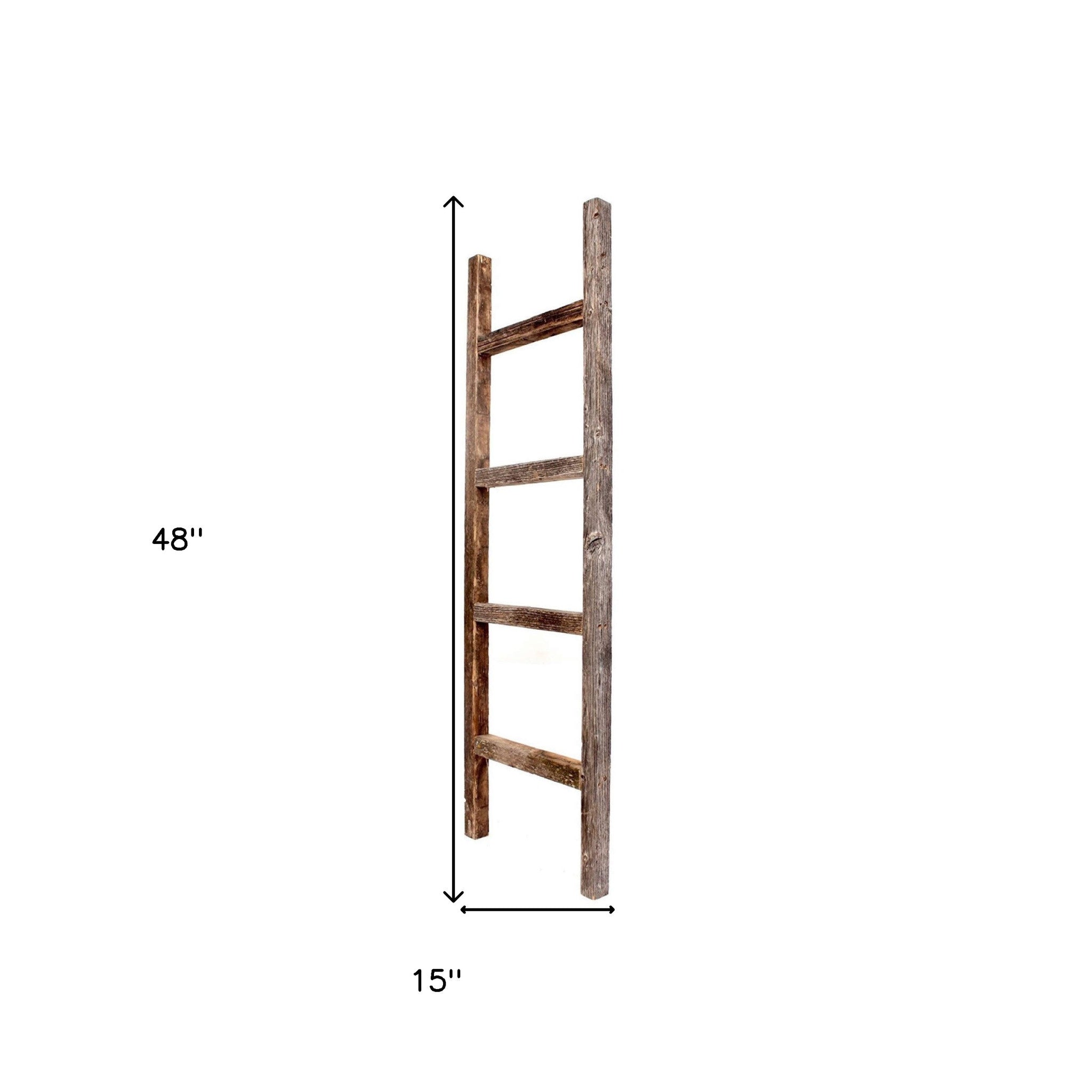 4 Step Rustic Weathered Wood Ladder Shelf | 15