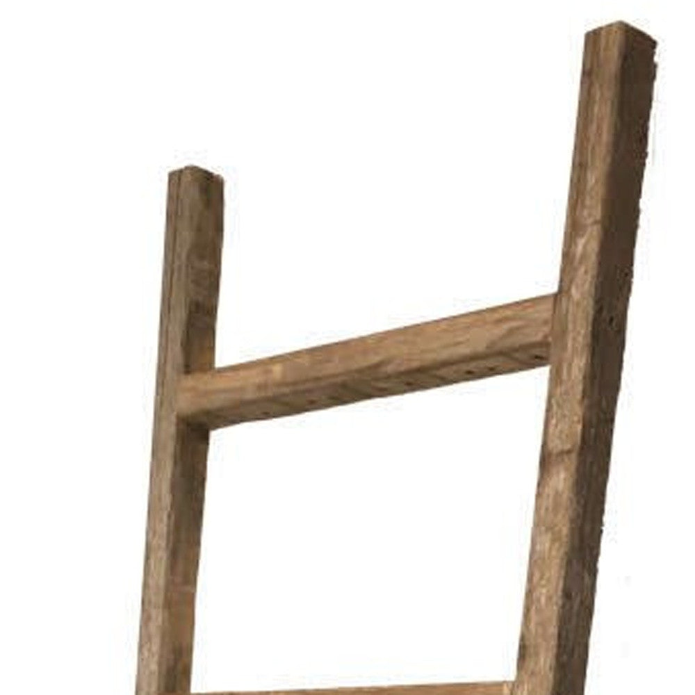 6 Step Rustic Weathered Grey Wood Ladder Shelf | 17