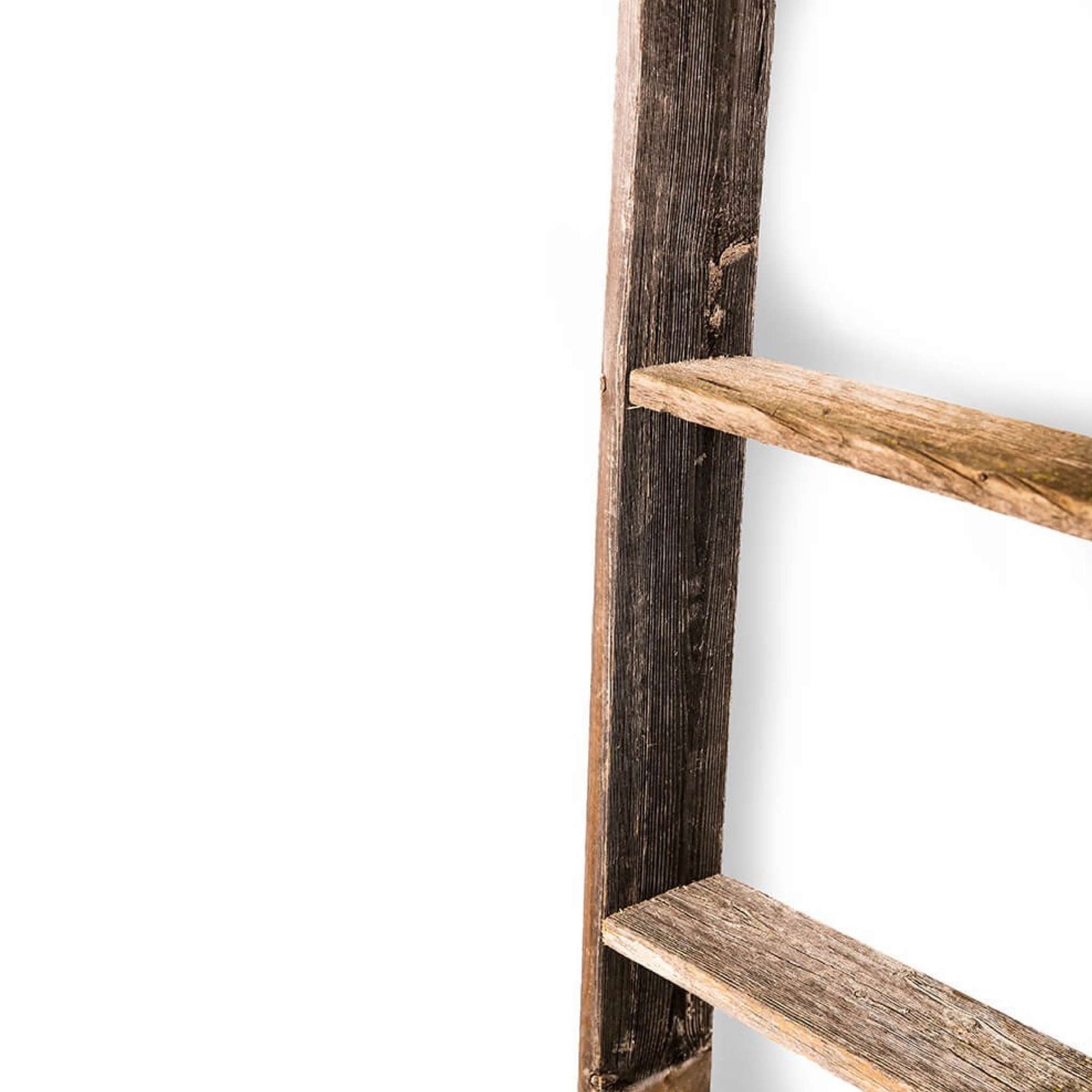 4 Step Rustic Weathered Natural Wood Ladder Shelf | 13