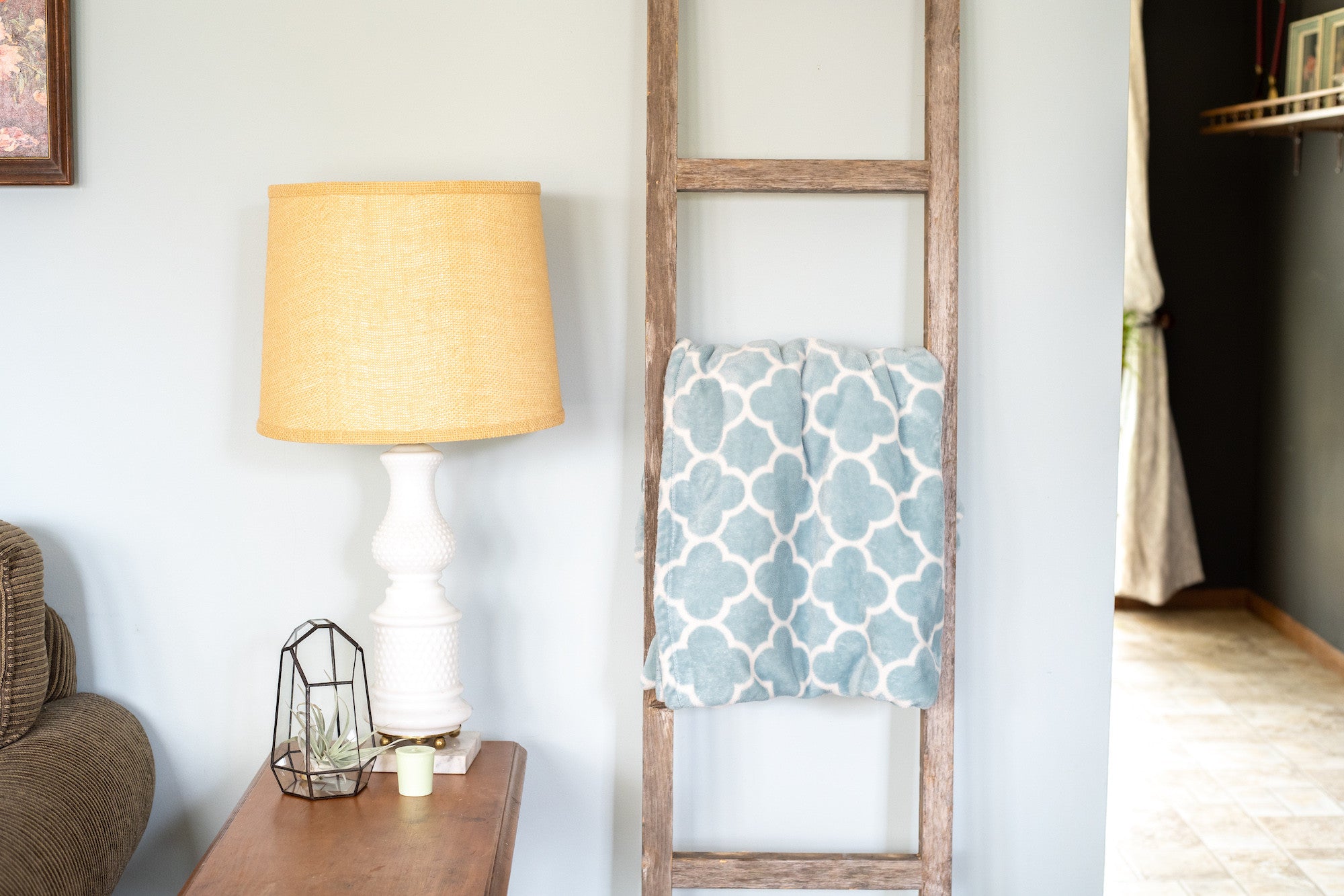 5 Step Rustic Weathered Grey Wood Ladder Shelf | 15