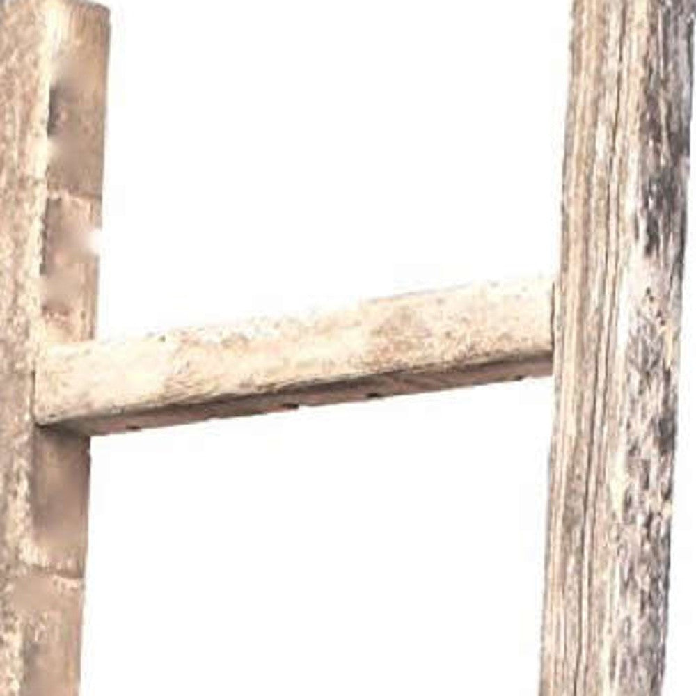 5 Step Rustic Weathered Grey Wood Ladder Shelf | 15