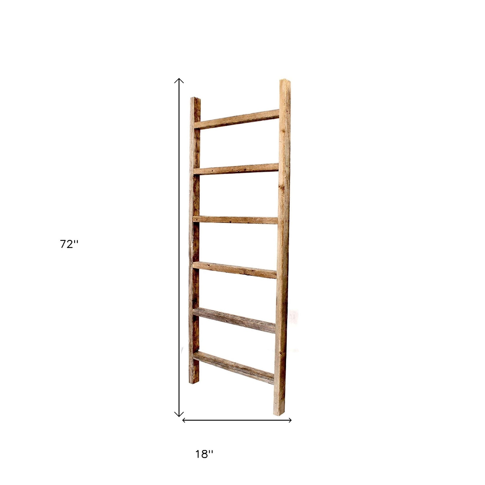 6 Step Rustic Weathered Wood Ladder Shelf | 18