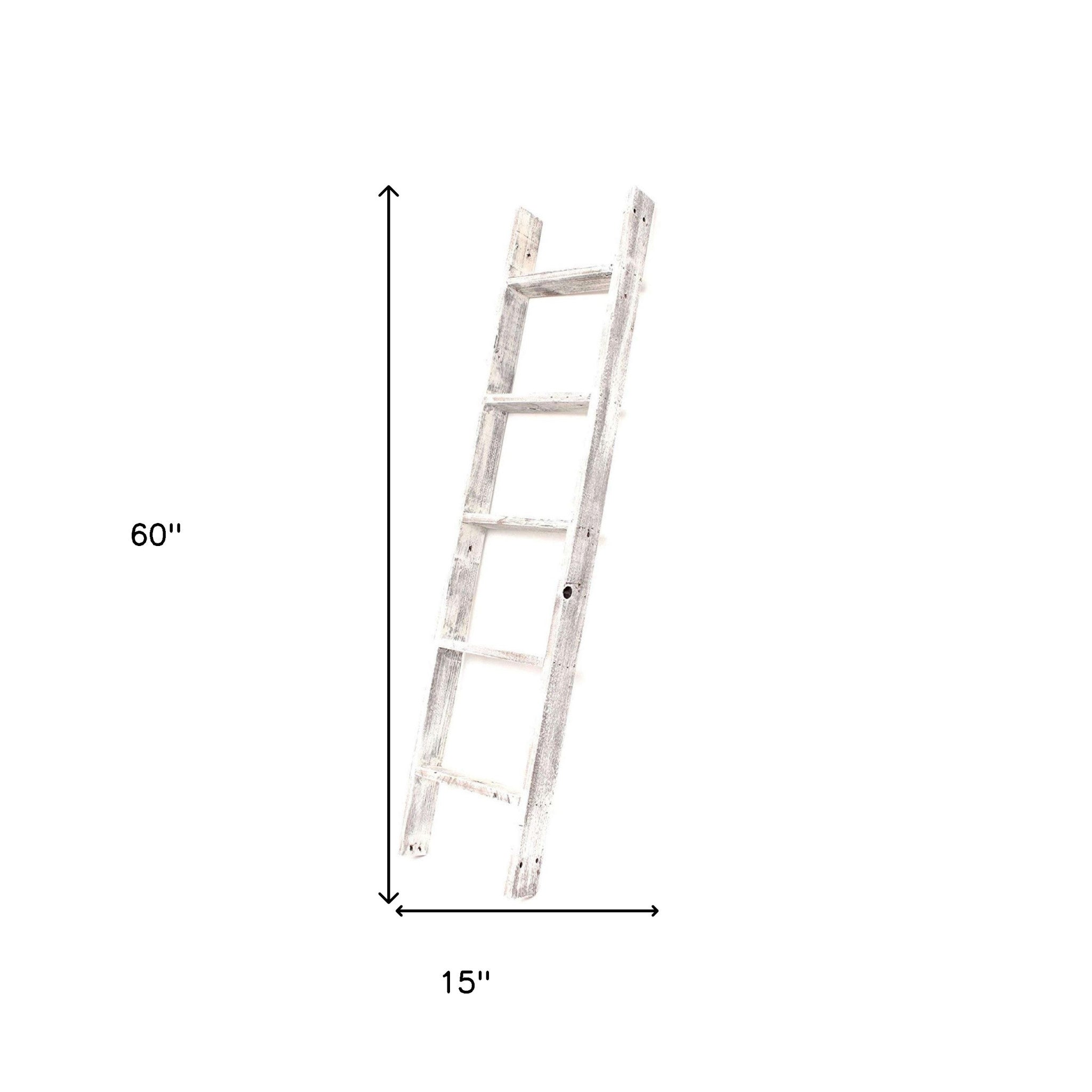 5 Step Rustic White Wood Ladder Shelf | 15